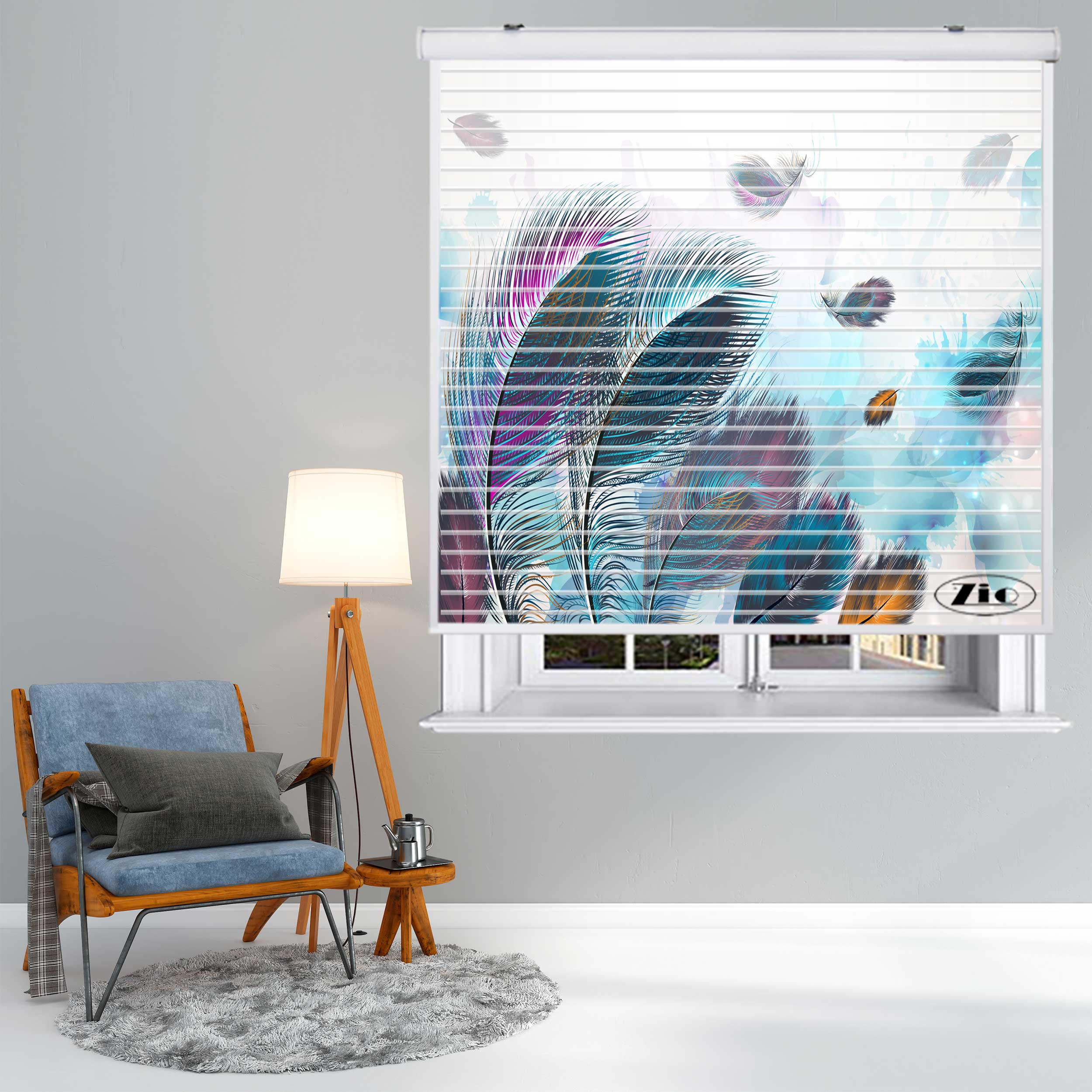 پرده زبرا زیو مدل سیلوئت 3D1527 سایز 150x150 سانتی متر