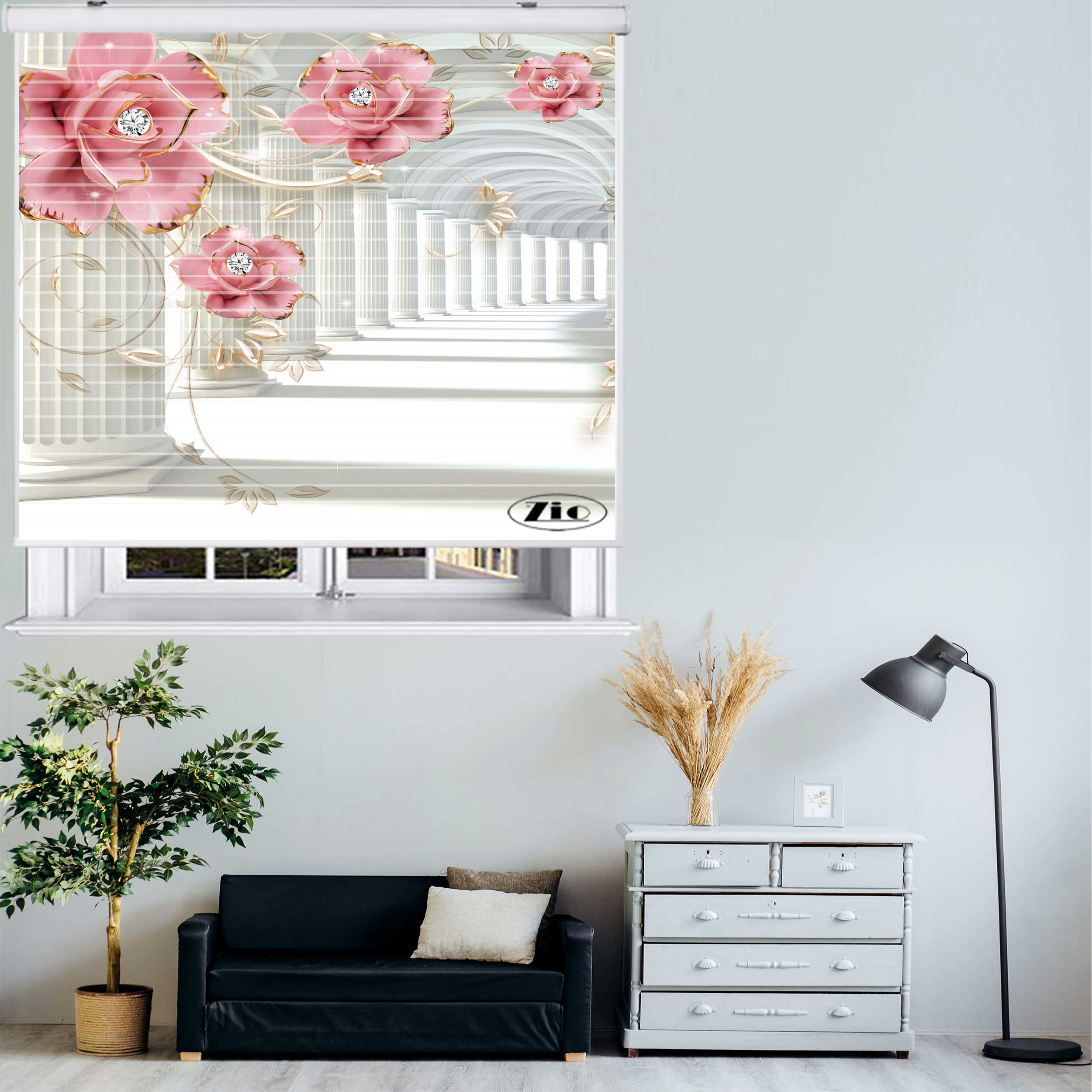 پرده زبرا زیو مدل سیلوئت 3D1141 سایز 150x150 سانتی متر
