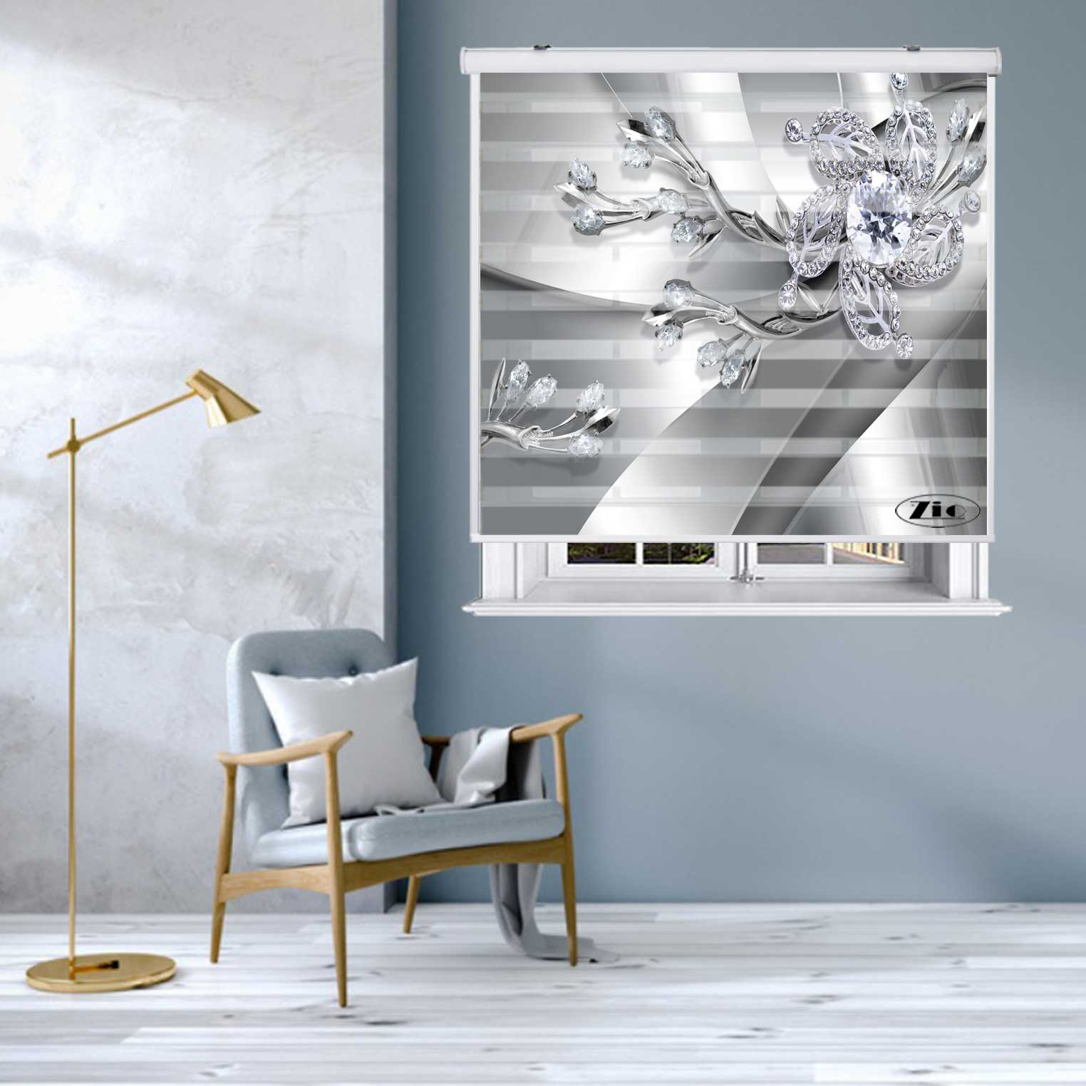 پرده زبرا زیو کد 3D1496 سایز 150X150 سانتی متر