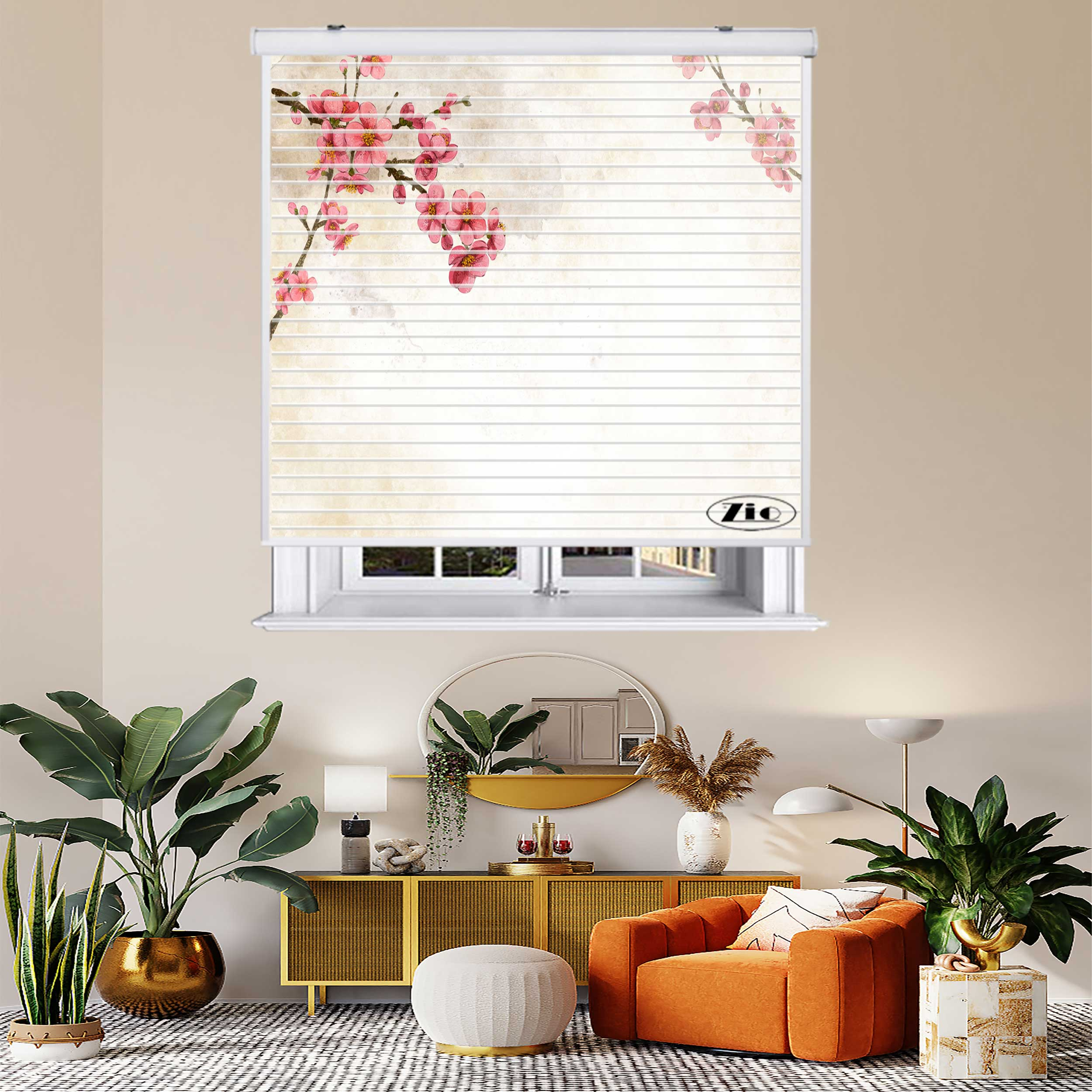 پرده زبرا زیو مدل سیلوئت 3D1405 سایز 150x150 سانتی متر