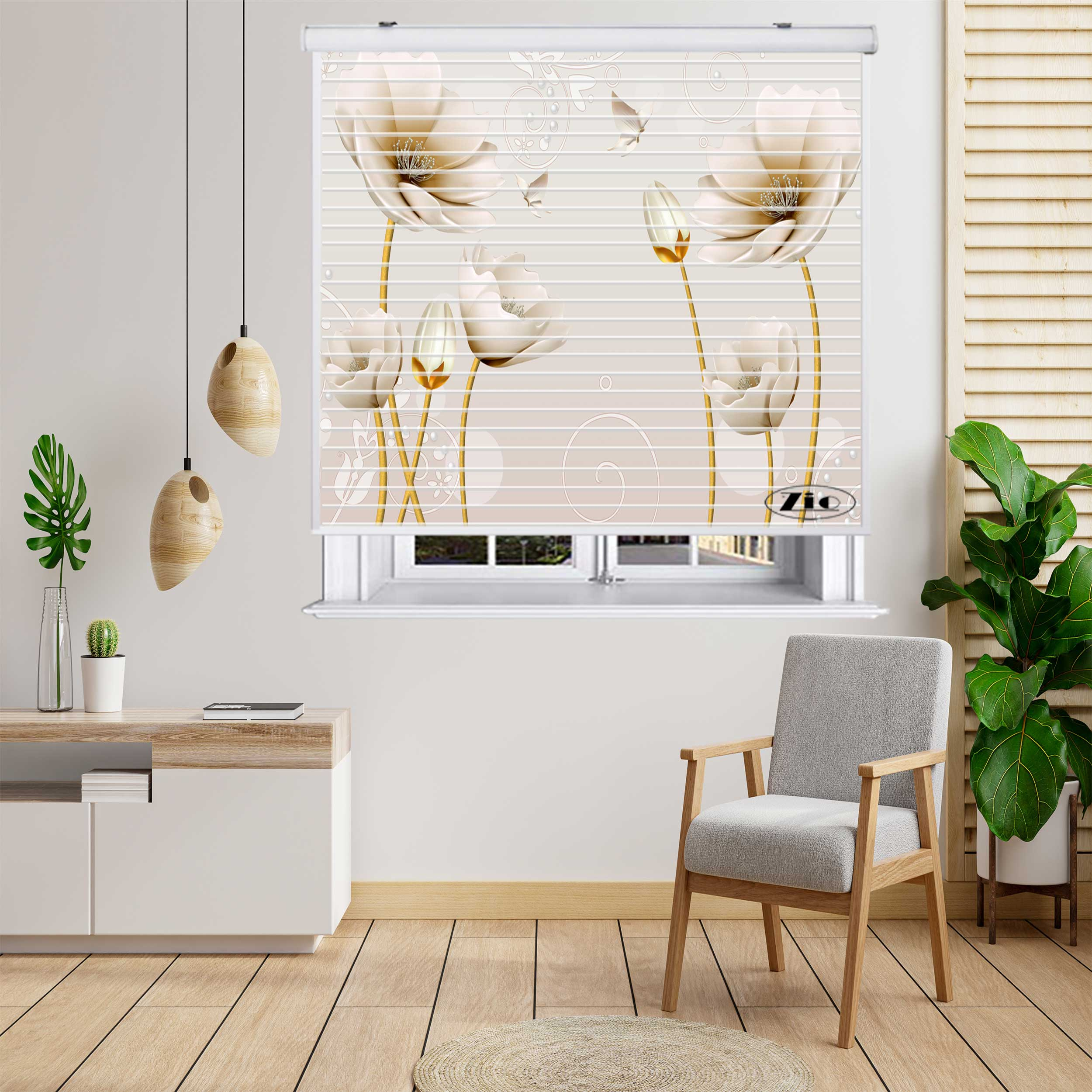 پرده زبرا زیو مدل سیلوئت 3D1352 سایز 150x150 سانتی متر