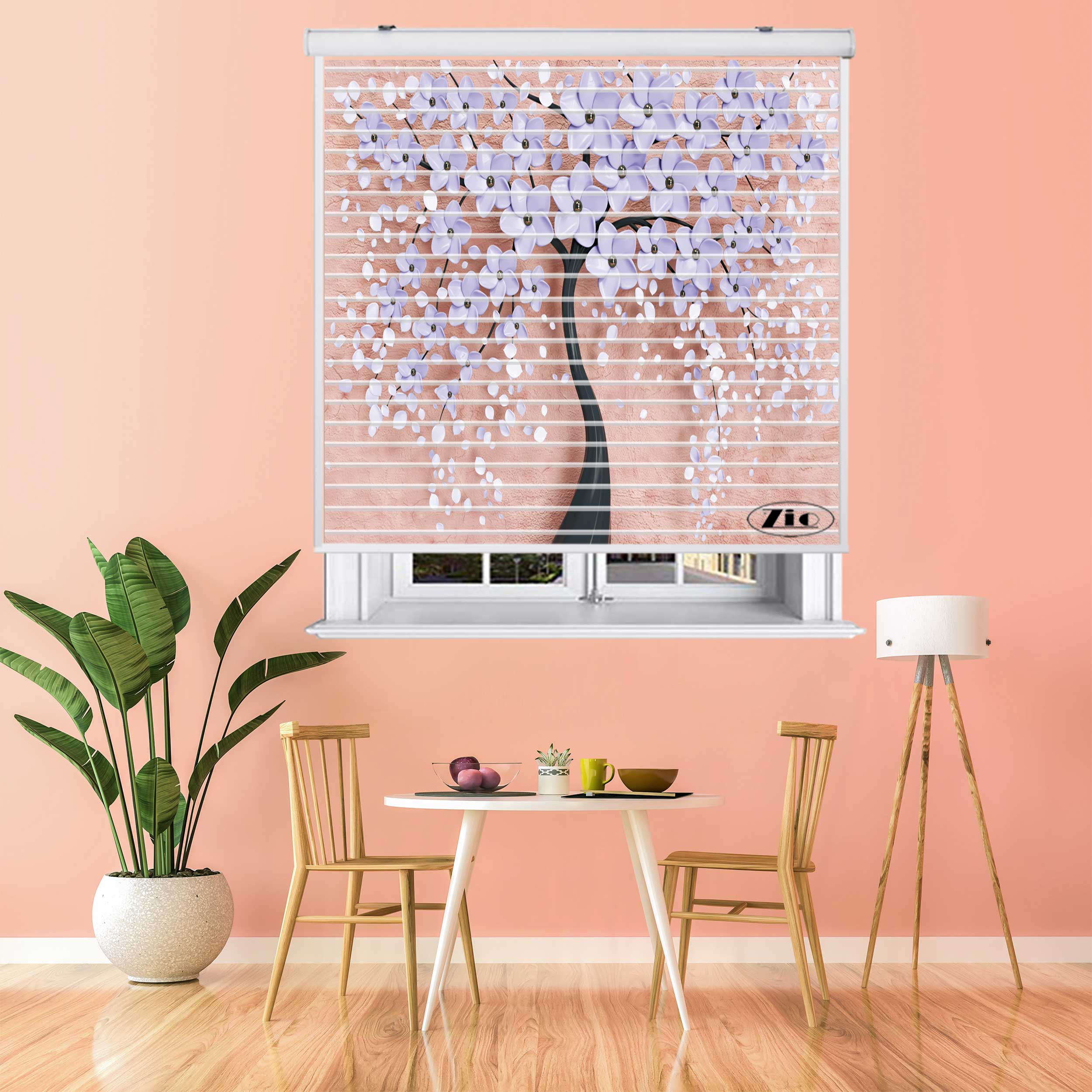 پرده زبرا زیو مدل سیلوئت 3D1257 سایز 150x150 سانتی متر