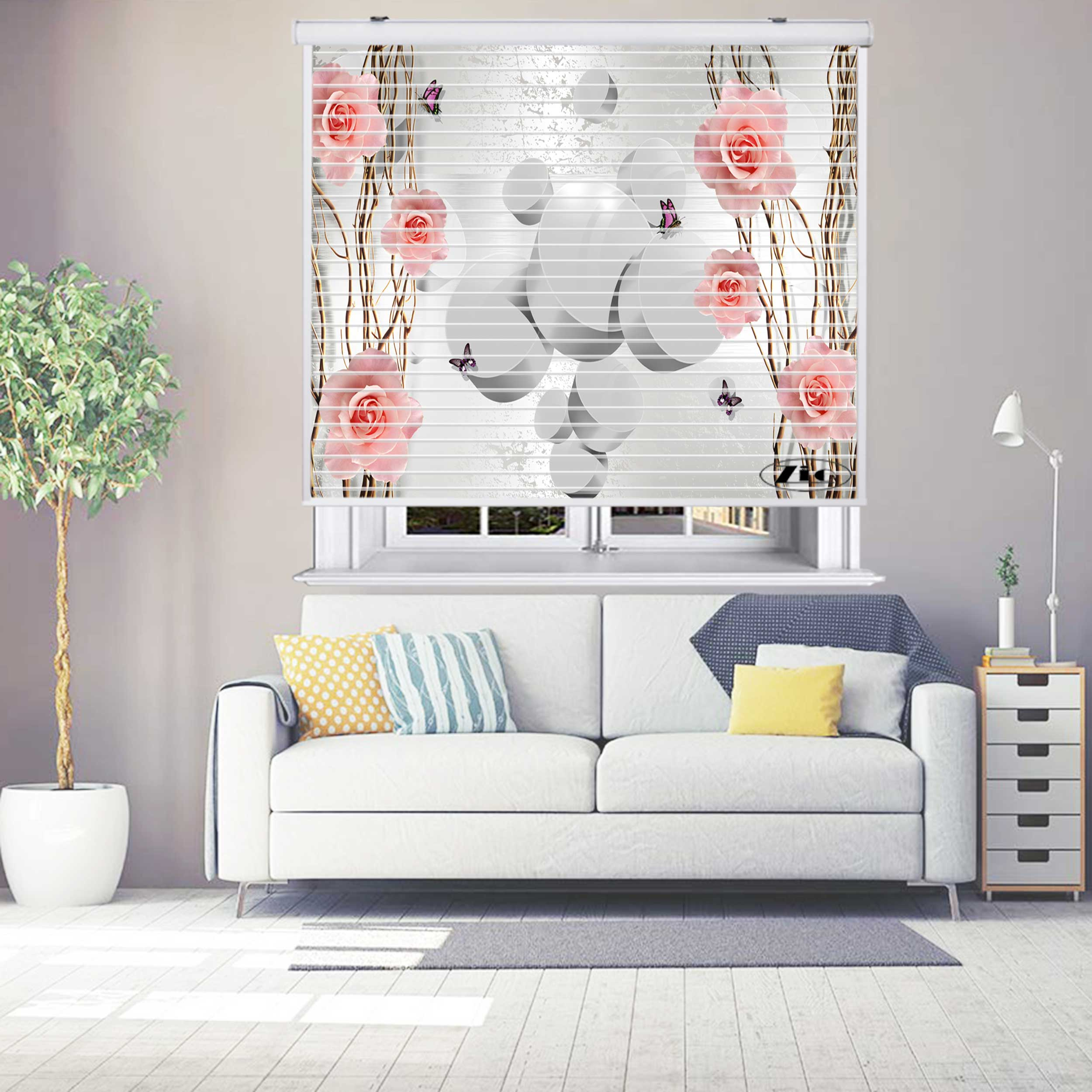 پرده زبرا زیو مدل سیلوئت 3D1418 سایز 150x150 سانتی متر