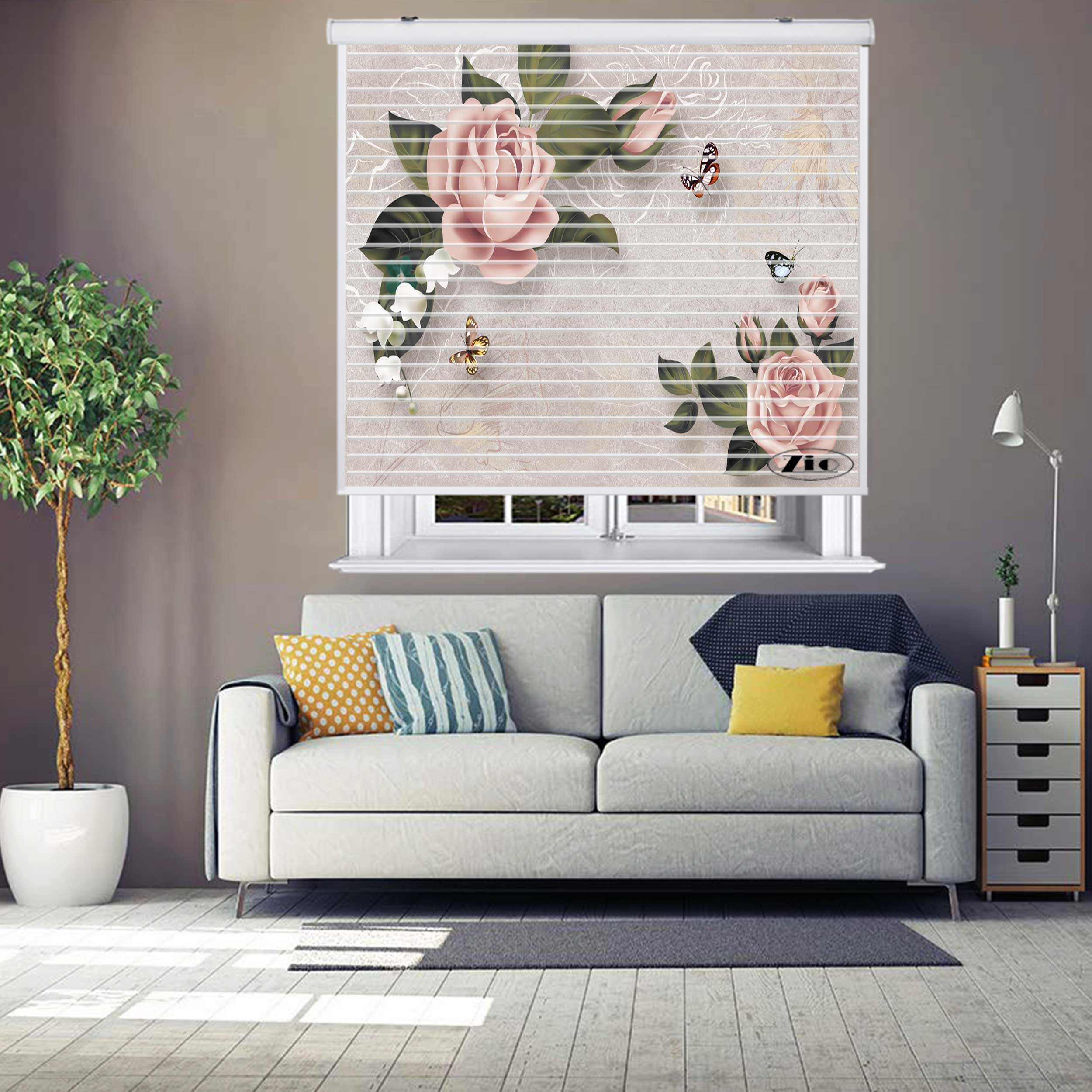 پرده زبرا زیو مدل سیلوئت 3D1329 سایز 150x150 سانتی متر