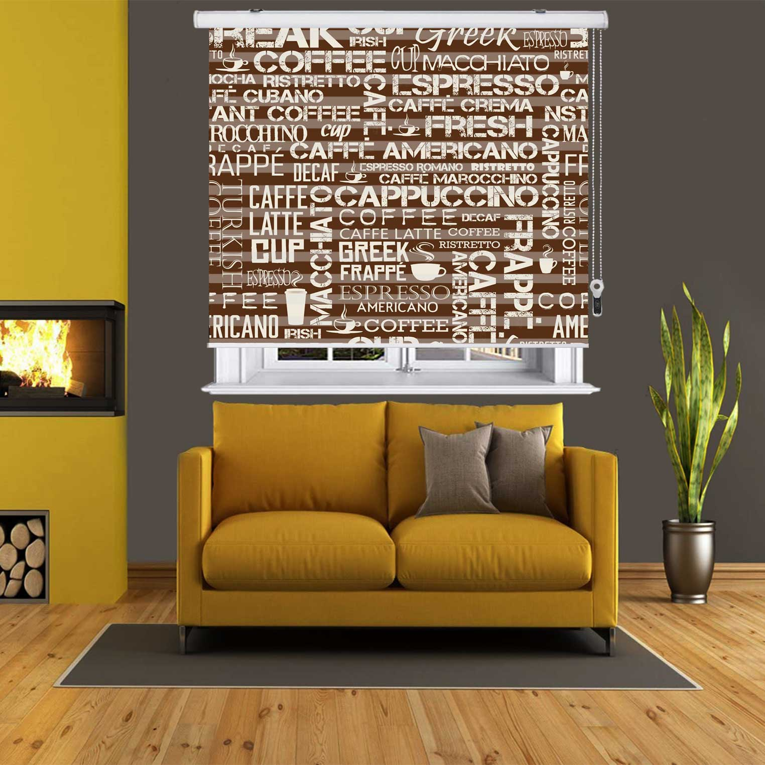 پرده زبرا زیو طرح قهوه کد Coffee 4 سایز 150x200 سانتی متر