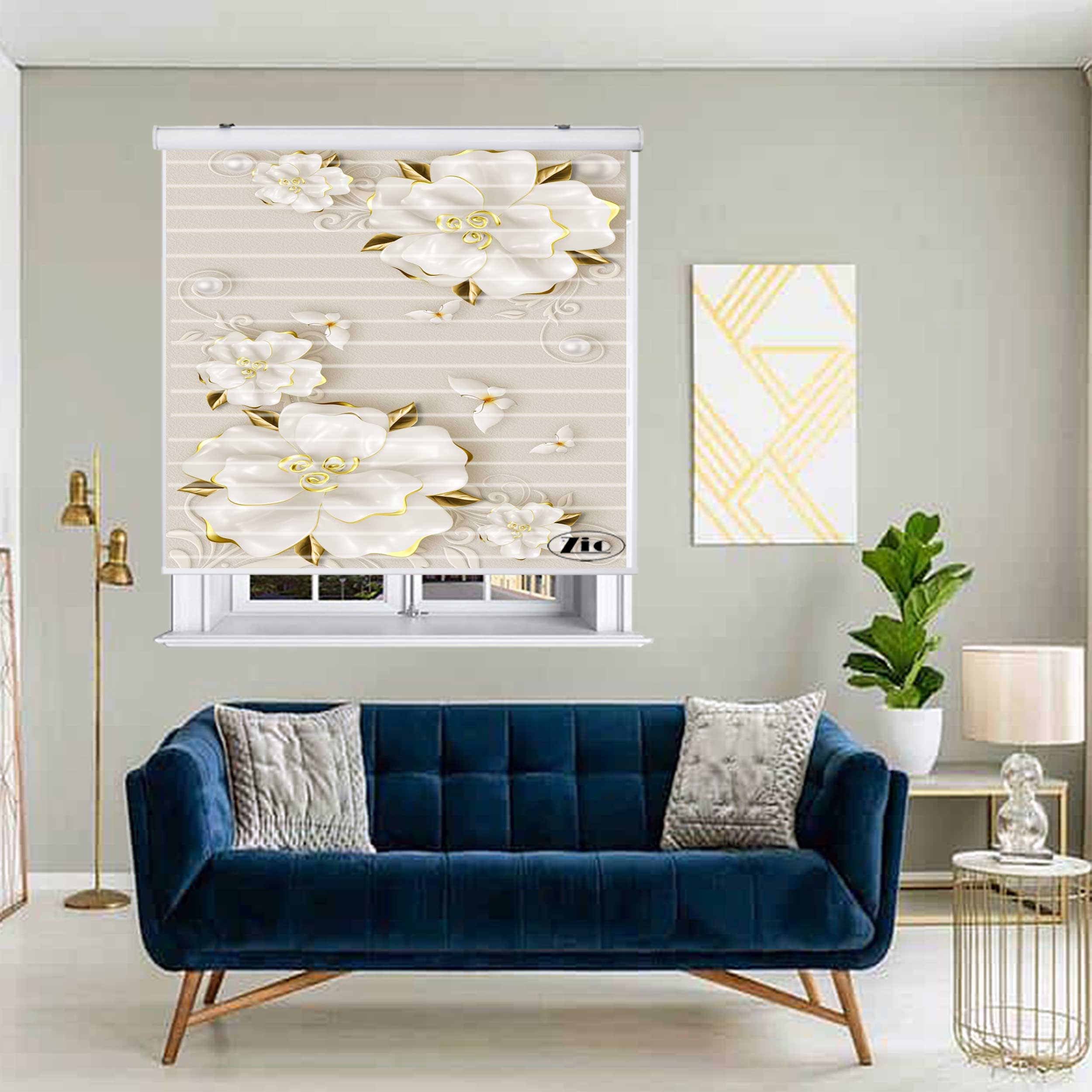 پرده زبرا زیو مدل سیلوئت 3D1163 سایز 150x150 سانتی متر