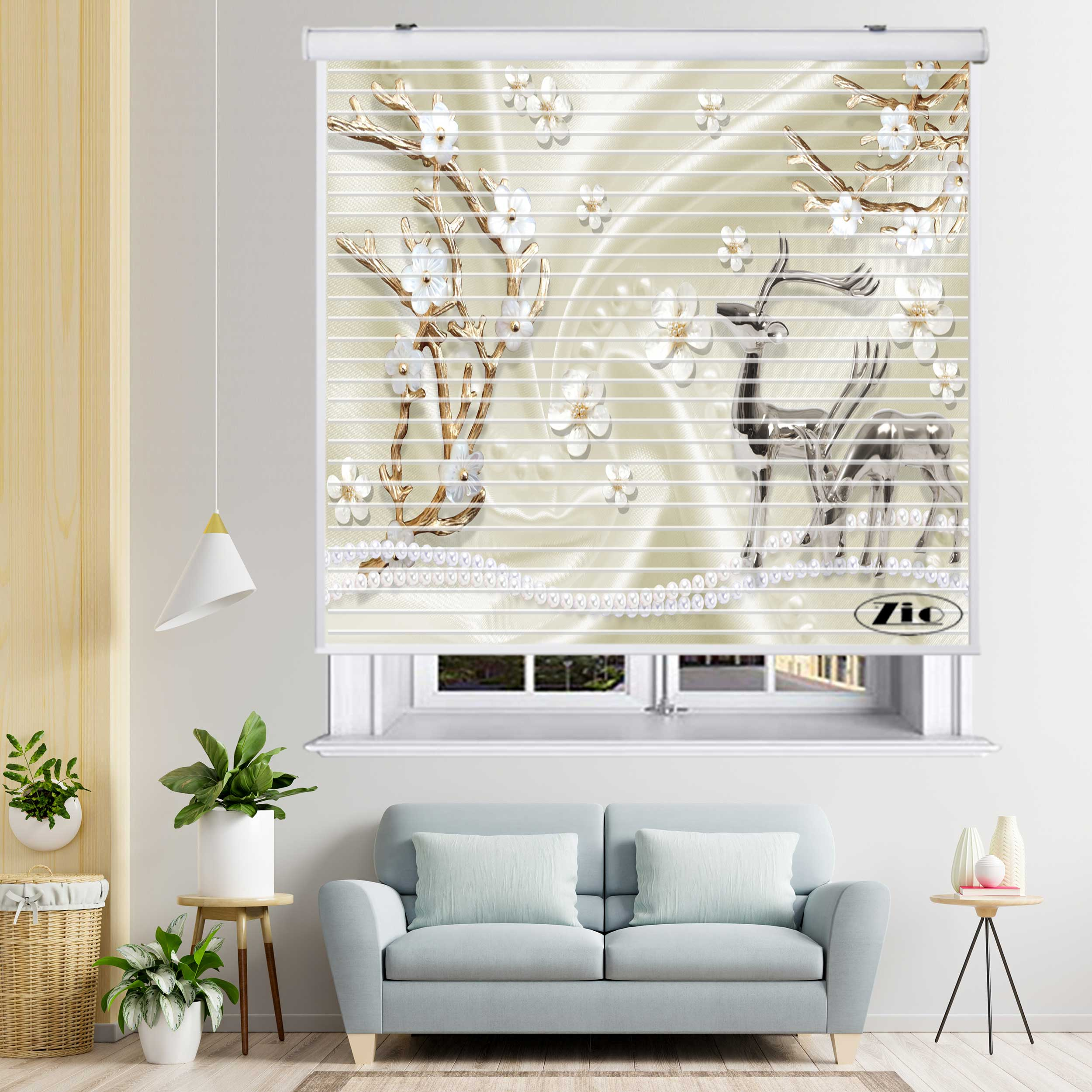 پرده زبرا زیو مدل سیلوئت 3D1507 سایز 150x150 سانتی متر