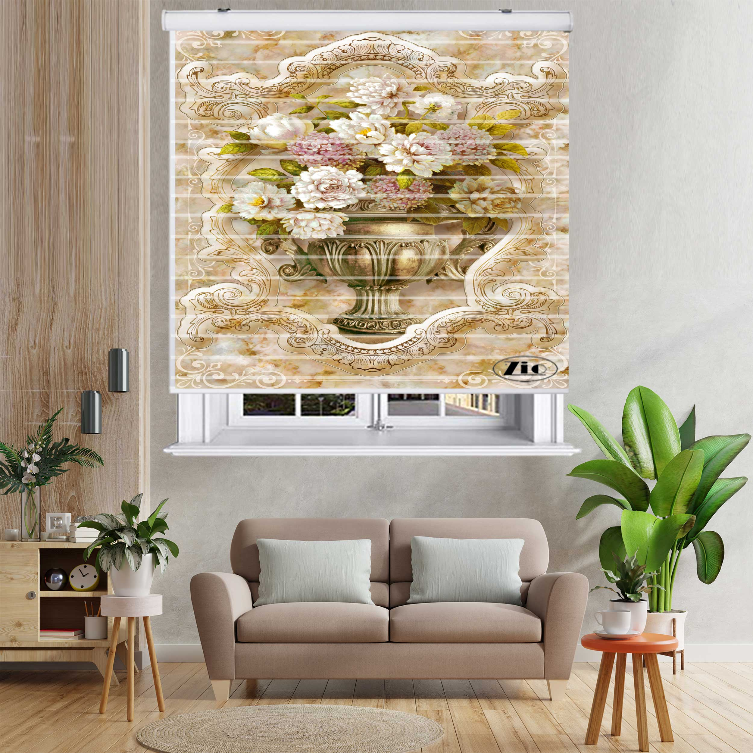 پرده زبرا زیو مدل سیلوئت کد 3D1212 سایز 150x150 سانتی متر