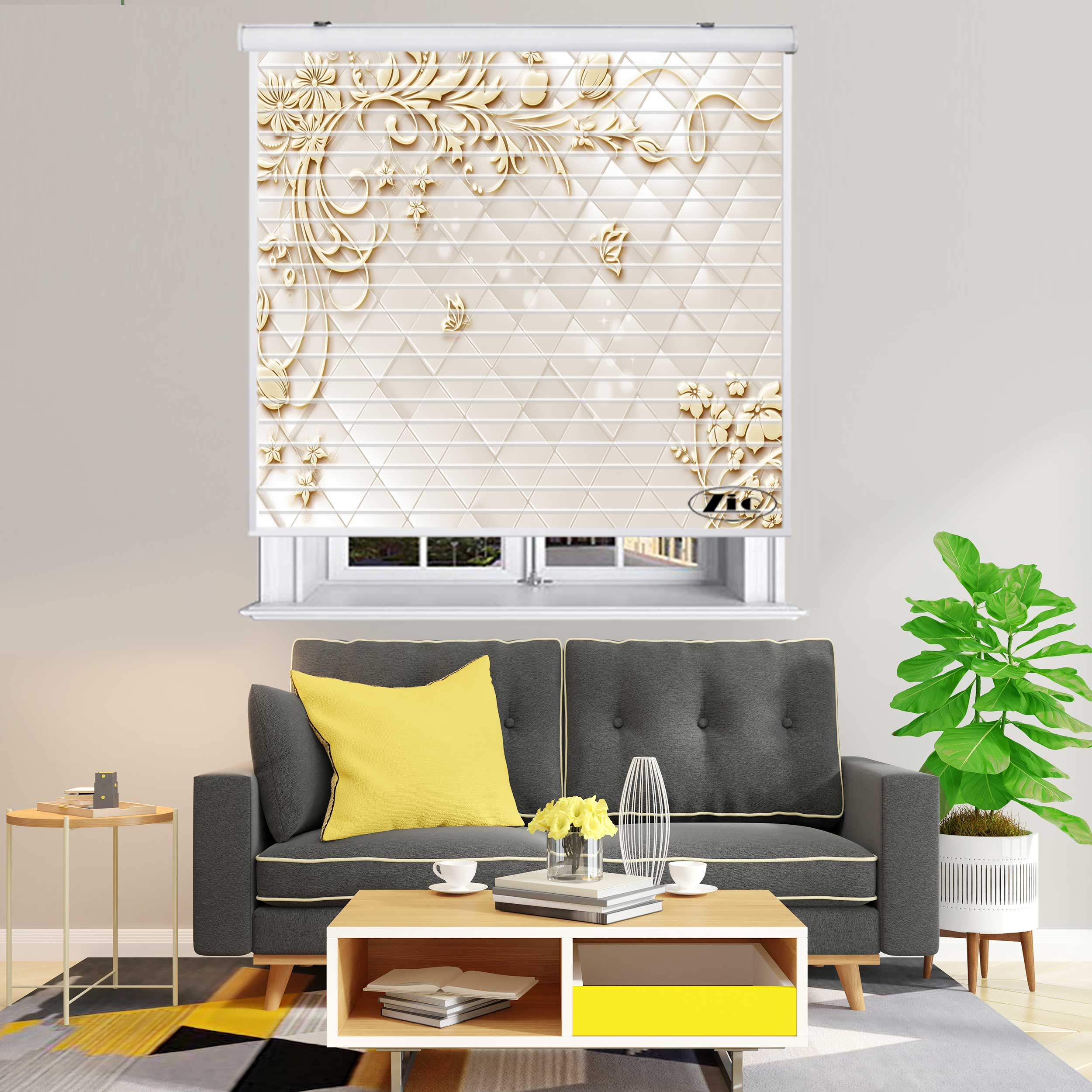پرده زبرا زیو مدل سیلوئت 3D1325 سایز 150x150 سانتی متر