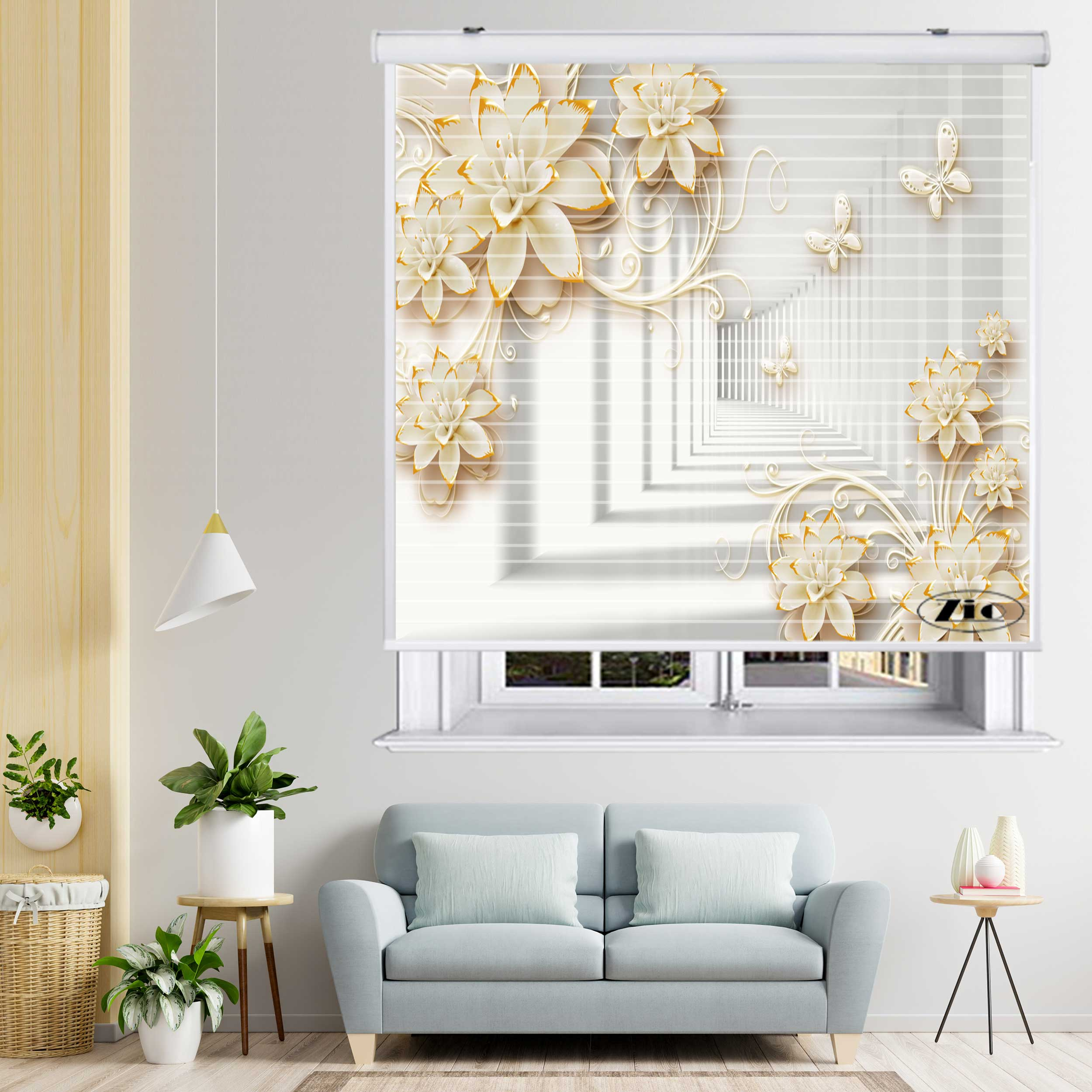 پرده زبرا زیو مدل سیلوئت 3D1237 سایز 150x150 سانتی متر