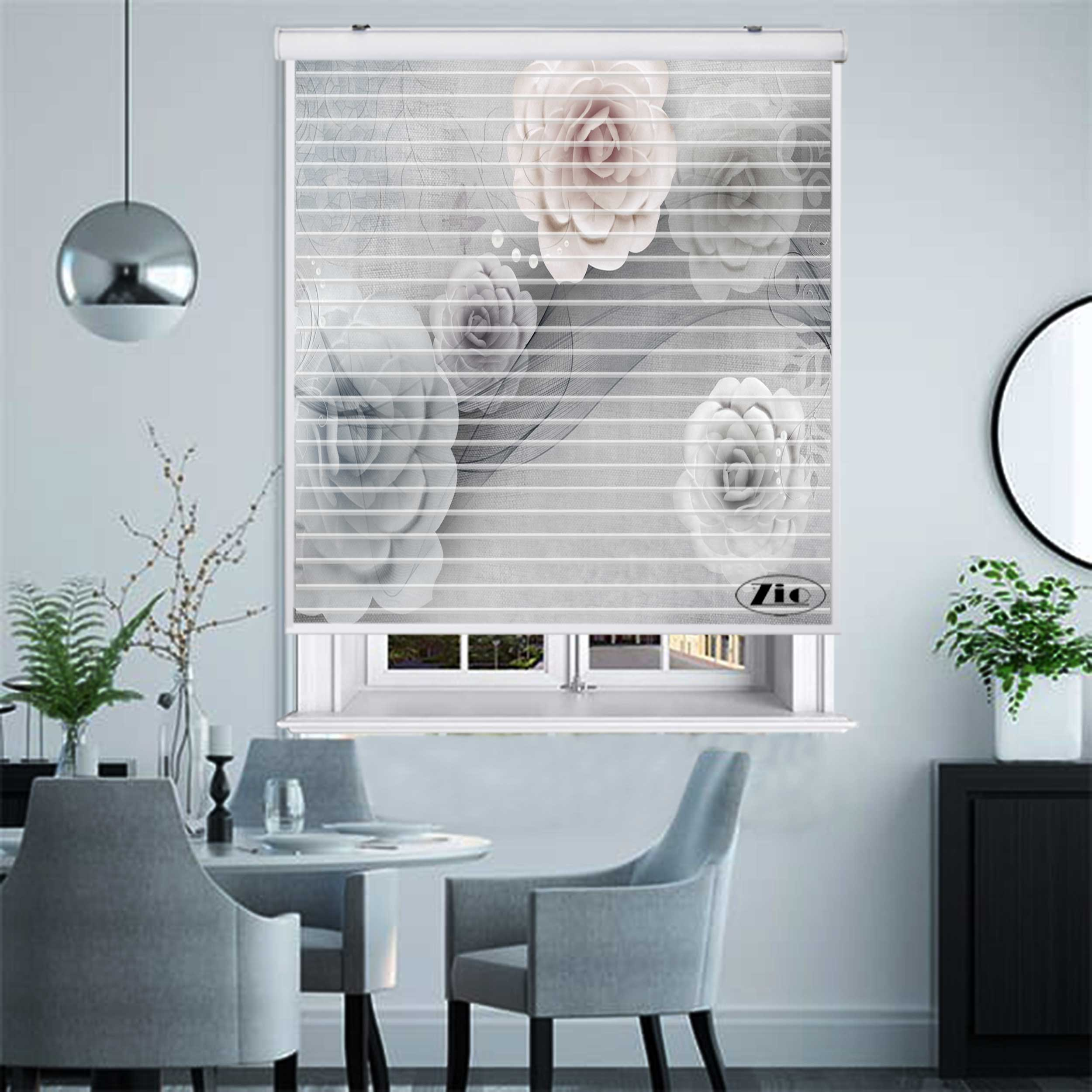 پرده زبرا زیو مدل سیلوئت 3D1282 سایز 150x150 سانتی متر