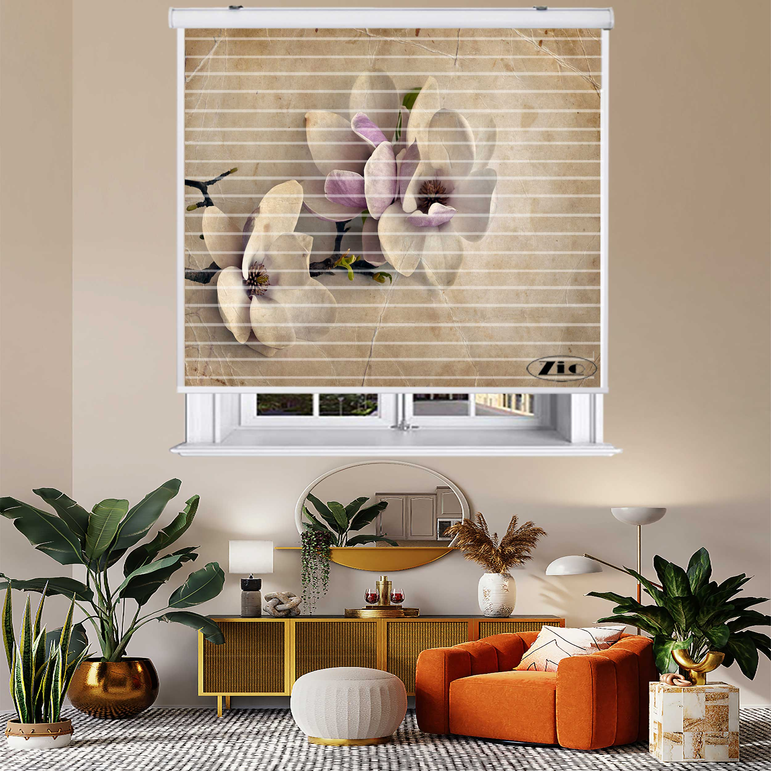 پرده زبرا زیو مدل سیلوئت 3D1229 سایز 150x150 سانتی متر