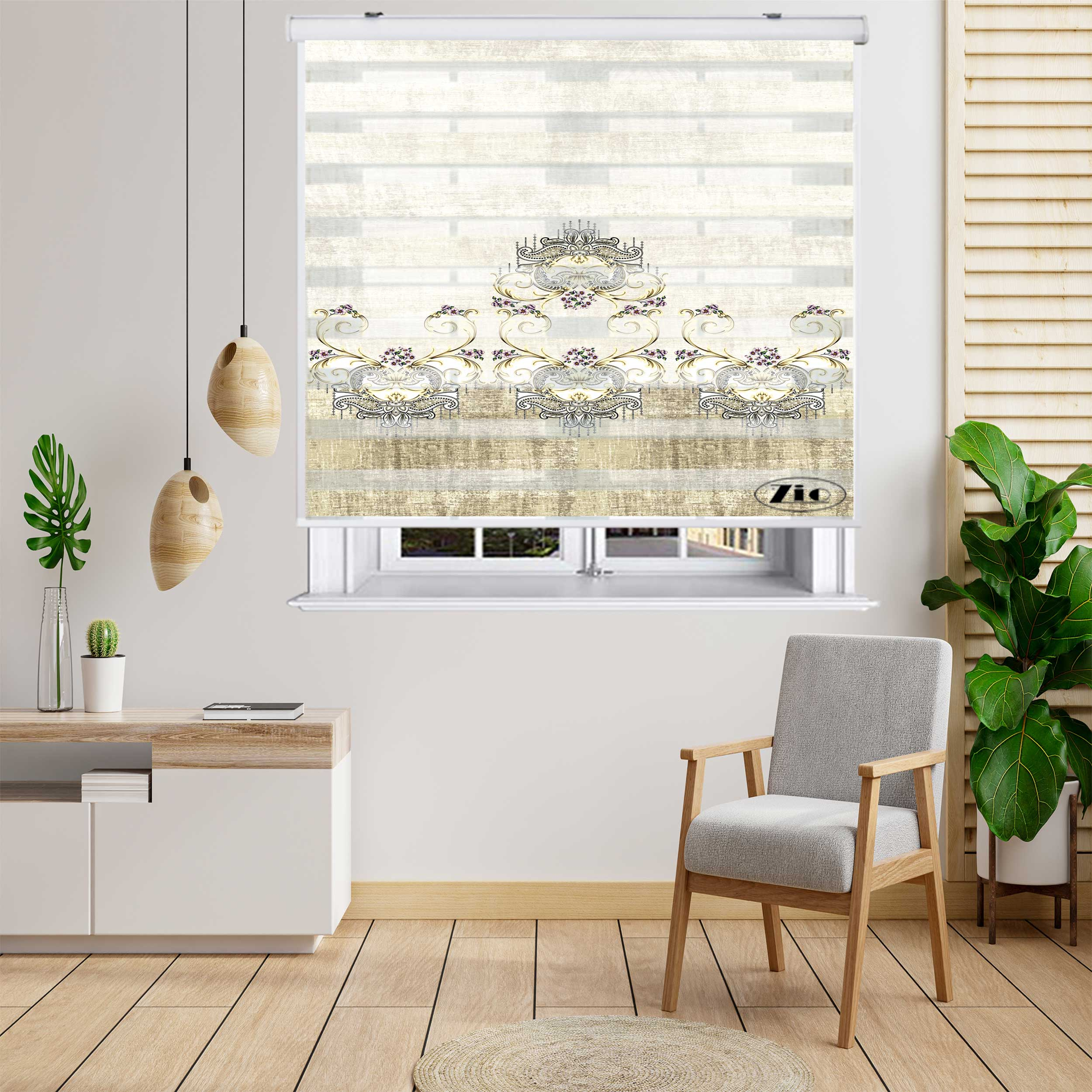 پرده زبرا زیو کد MP-9010 سایز 150x150 سانتی متر