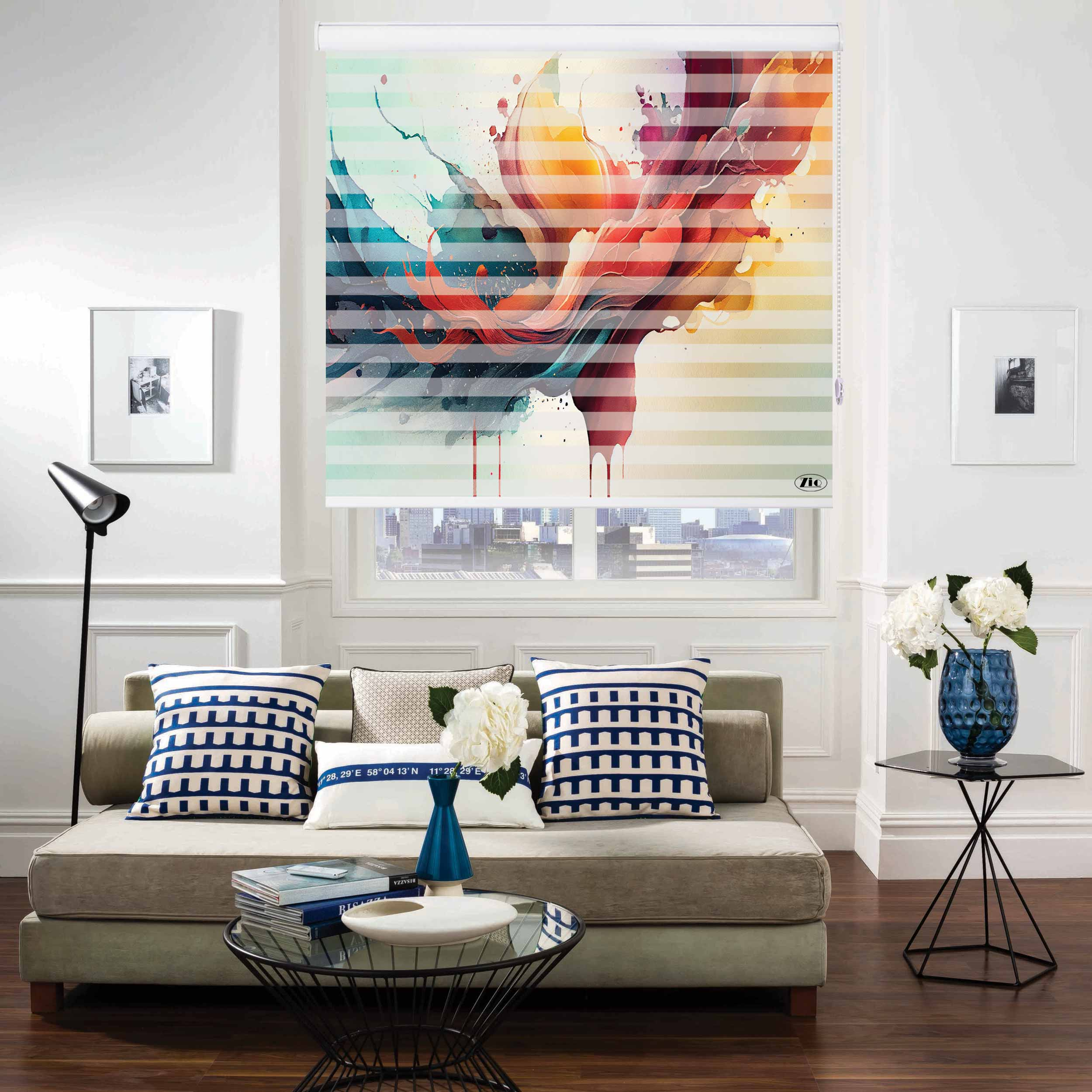 پرده زبرا زیو طرح watercolor-3 سایز 200x280 سانتی متر