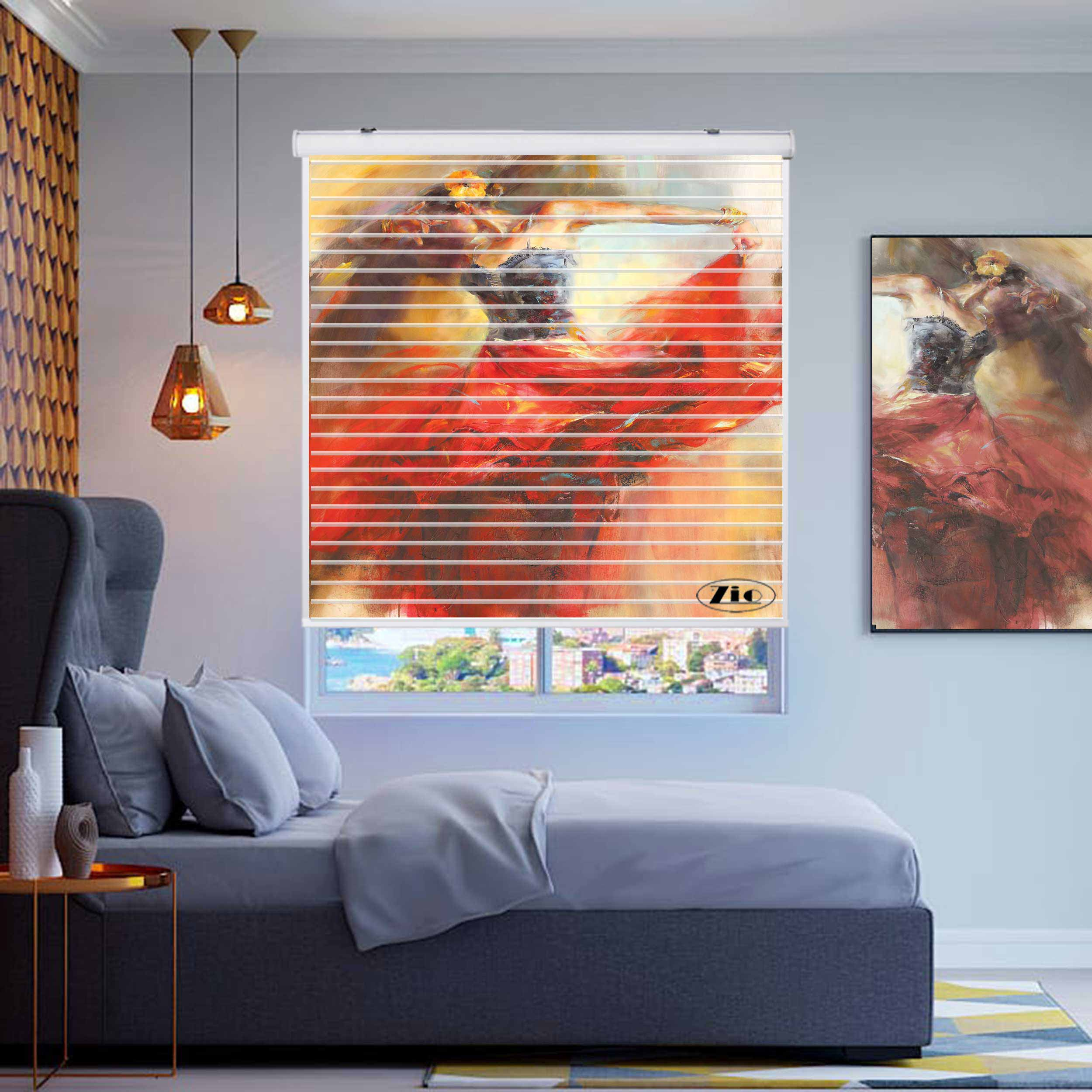 پرده زبرا زیو مدل سیلوئت P-6056 سایز 150x150 سانتی متر