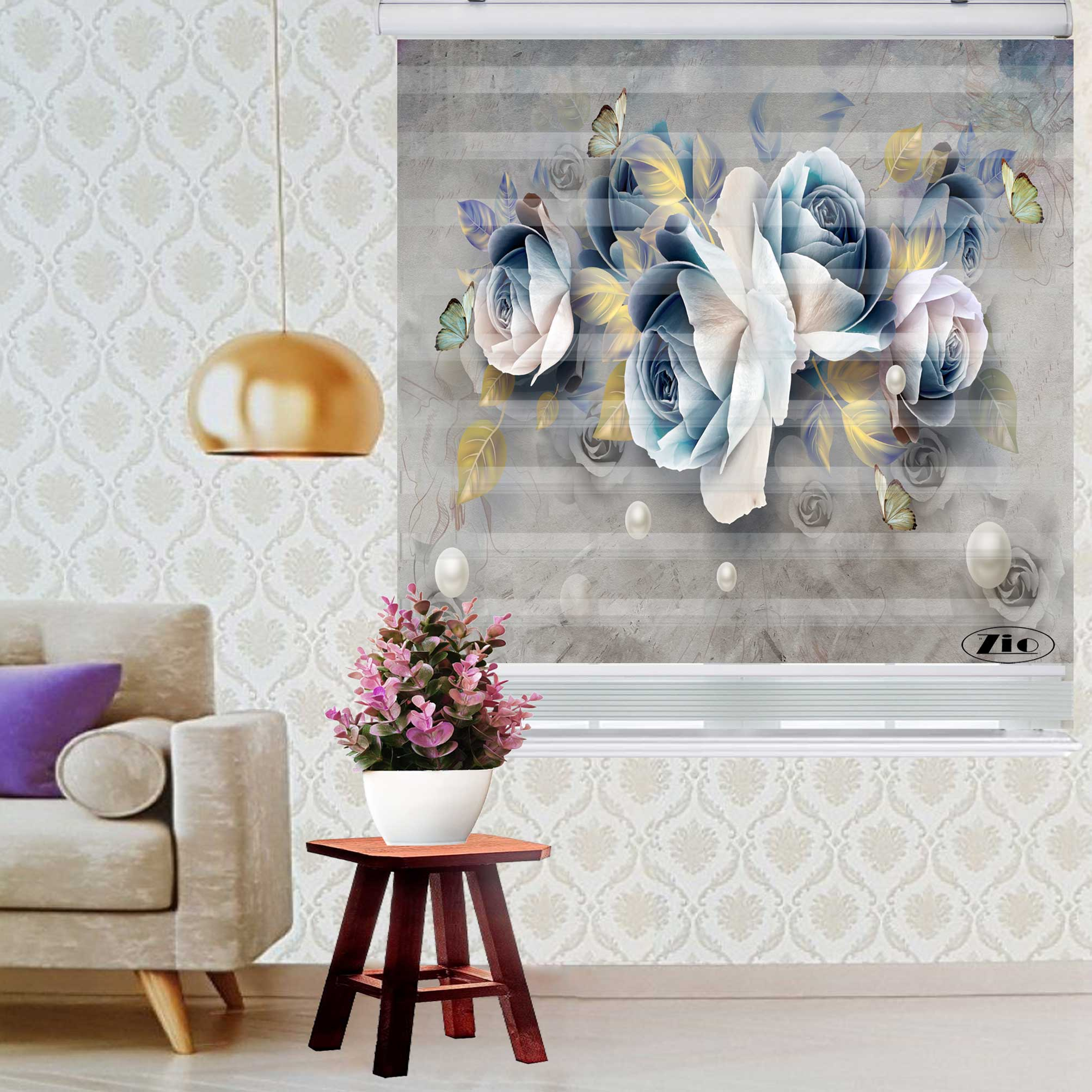 پرده زبرا زیو کد 1073 سایز 150x150 سانتی متر