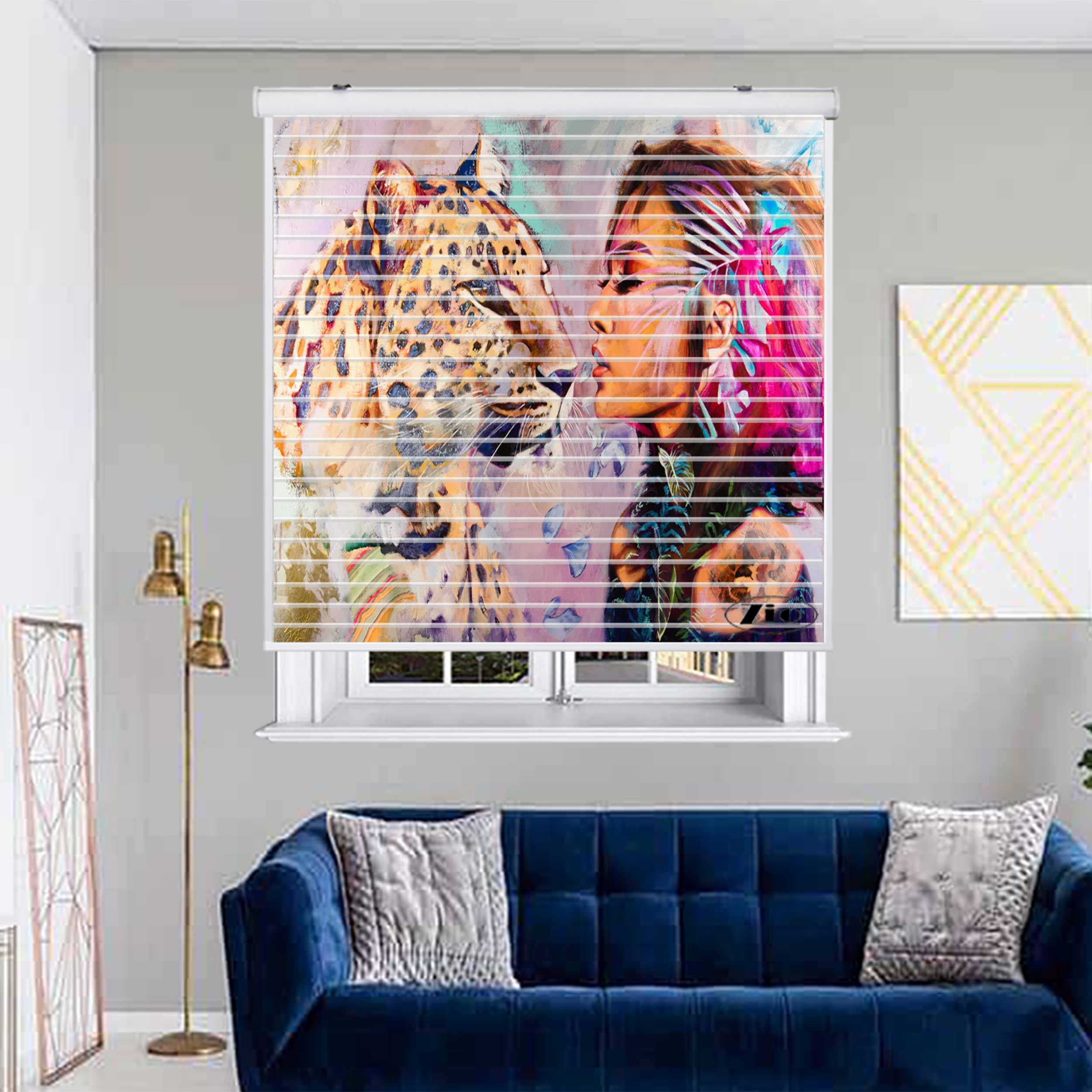 پرده زبرا زیو مدل  P-6018 سایز 150x150 سانتی متر