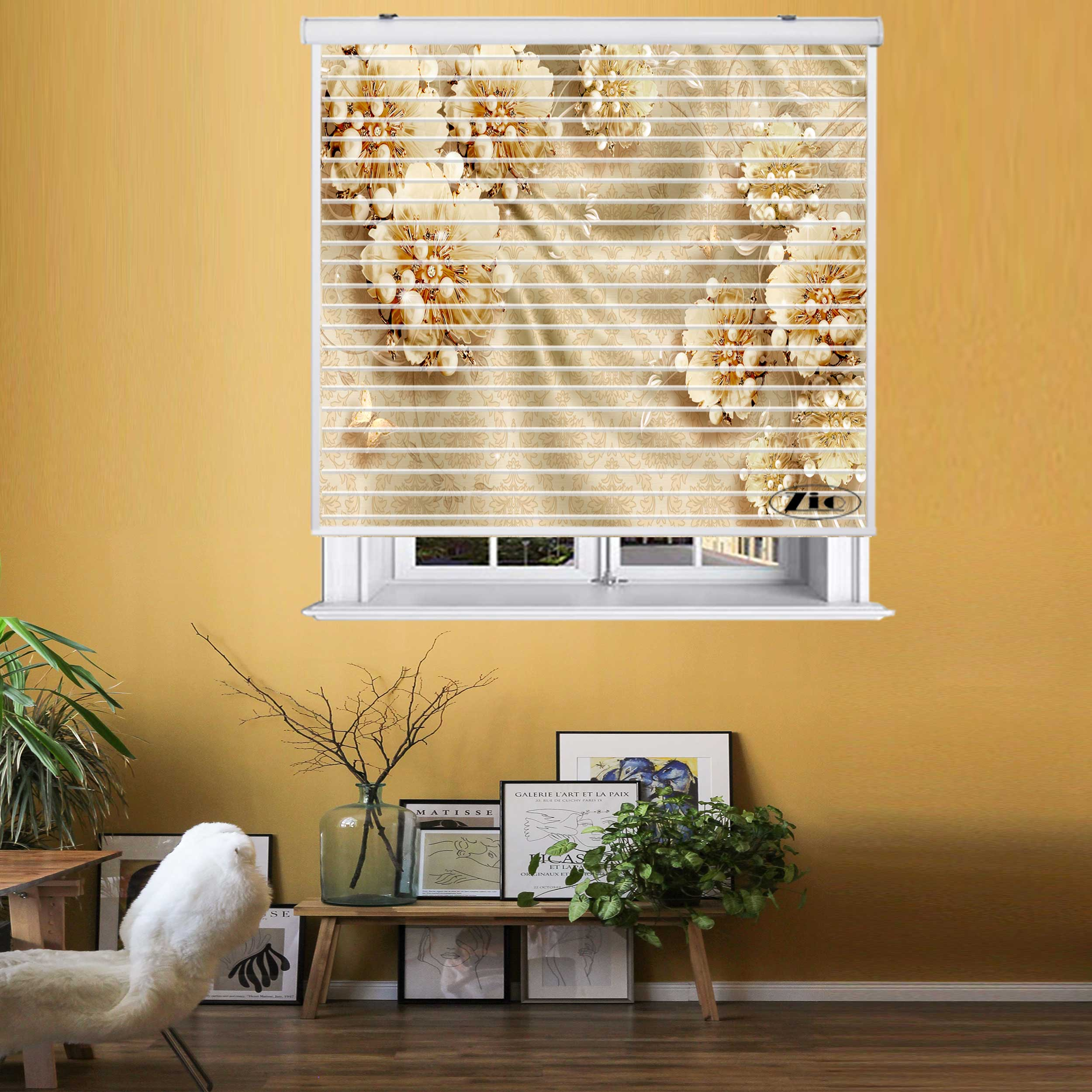 پرده زبرا زیو مدل سیلوئت 3D1334 سایز 150x150 سانتی متر