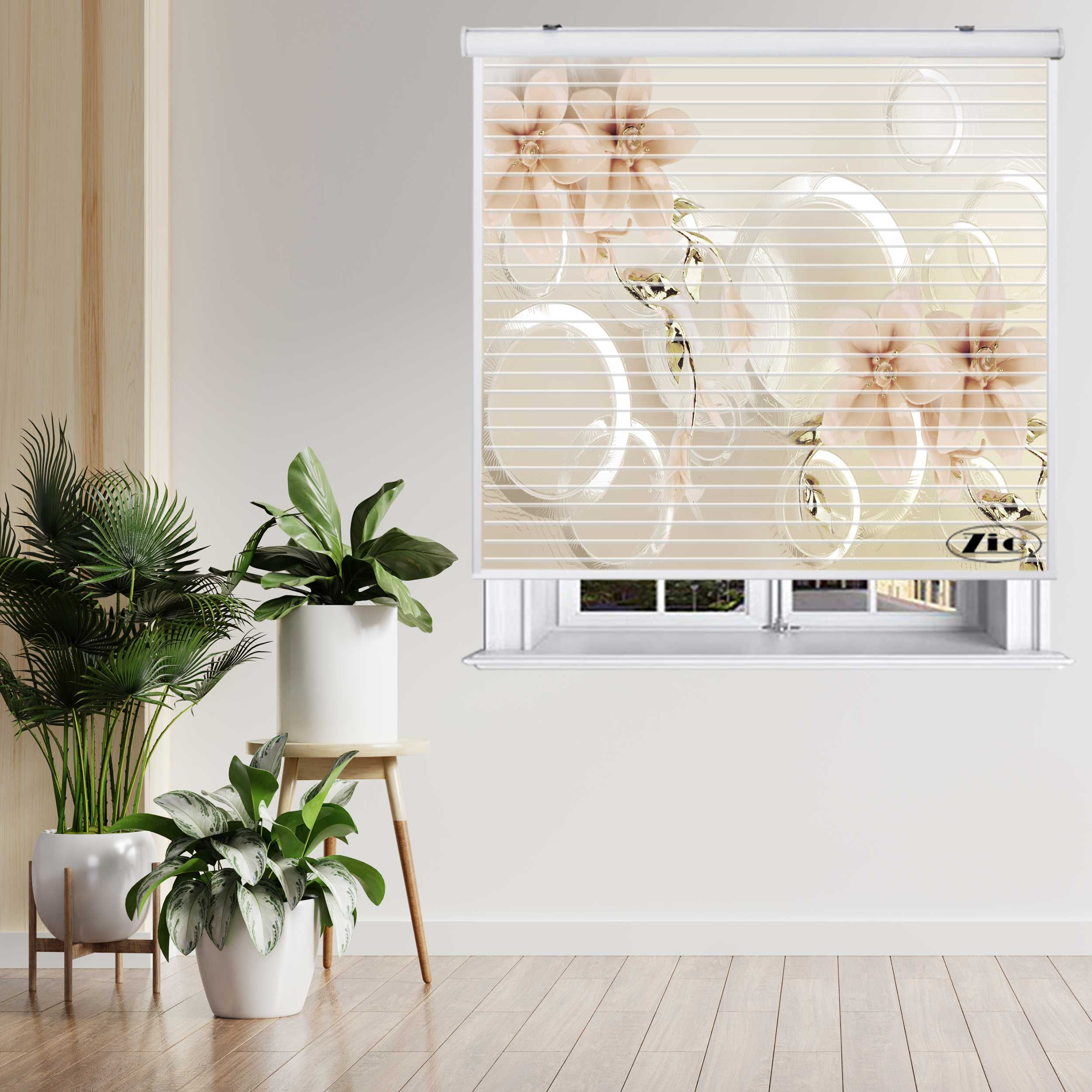 پرده زبرا زیو مدل سیلوئت 3D1491 سایز 150x150 سانتی متر