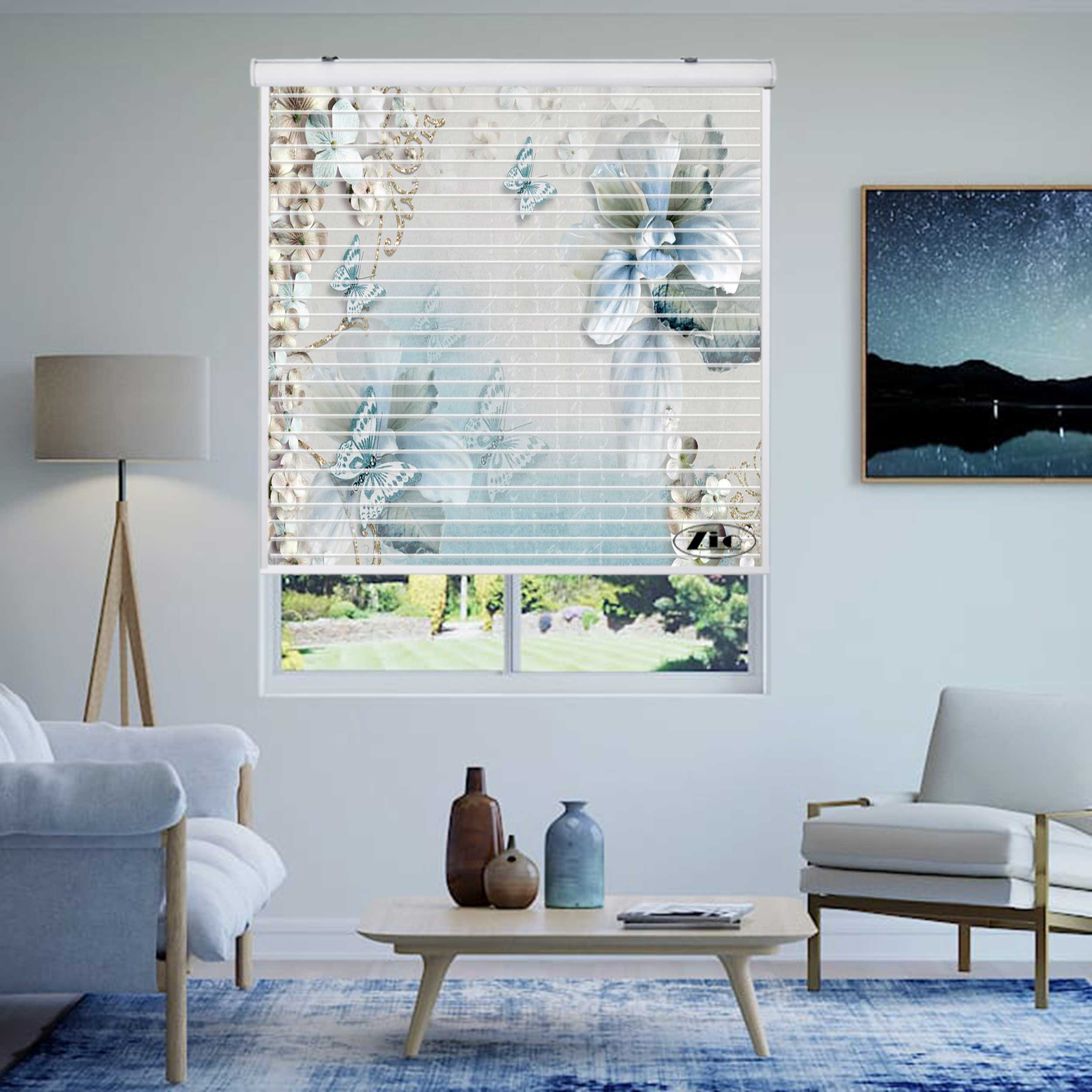 پرده زبرا زیو مدل سیلوئت 3D1497 سایز 150x150 سانتی متر
