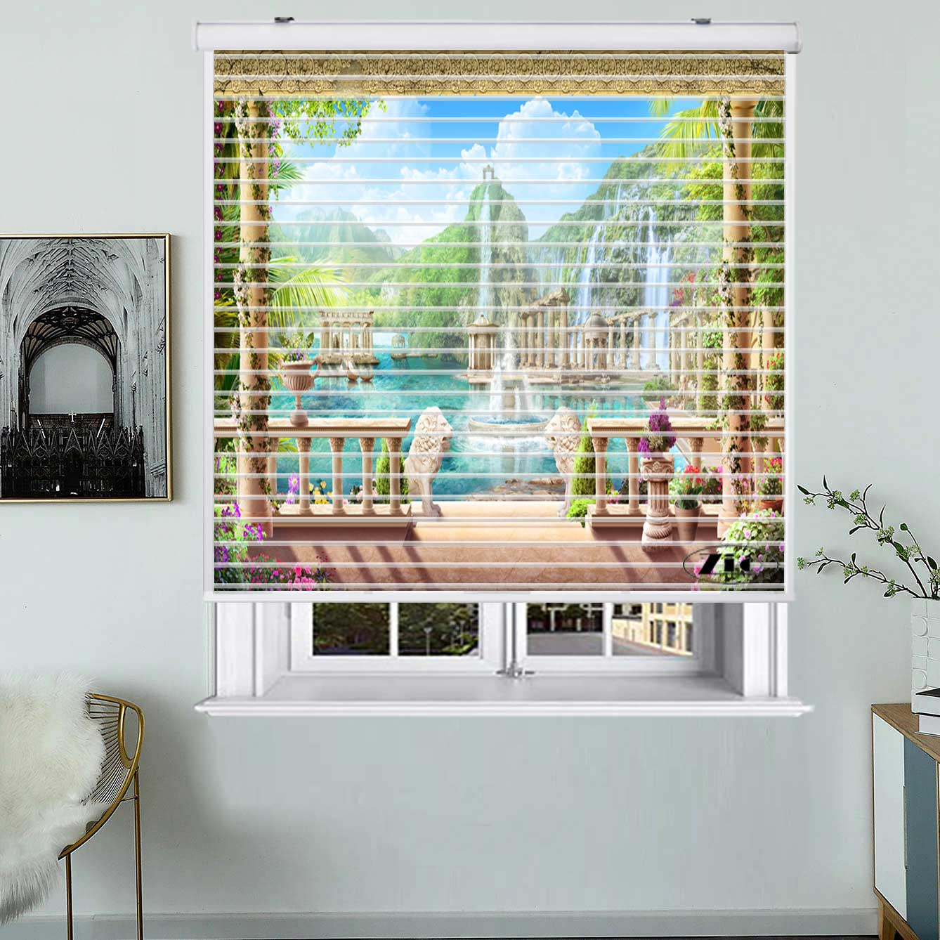 پرده زبرا زیو مدل سیلوئت کد L-5082 سایز 150x150 سانتی متر