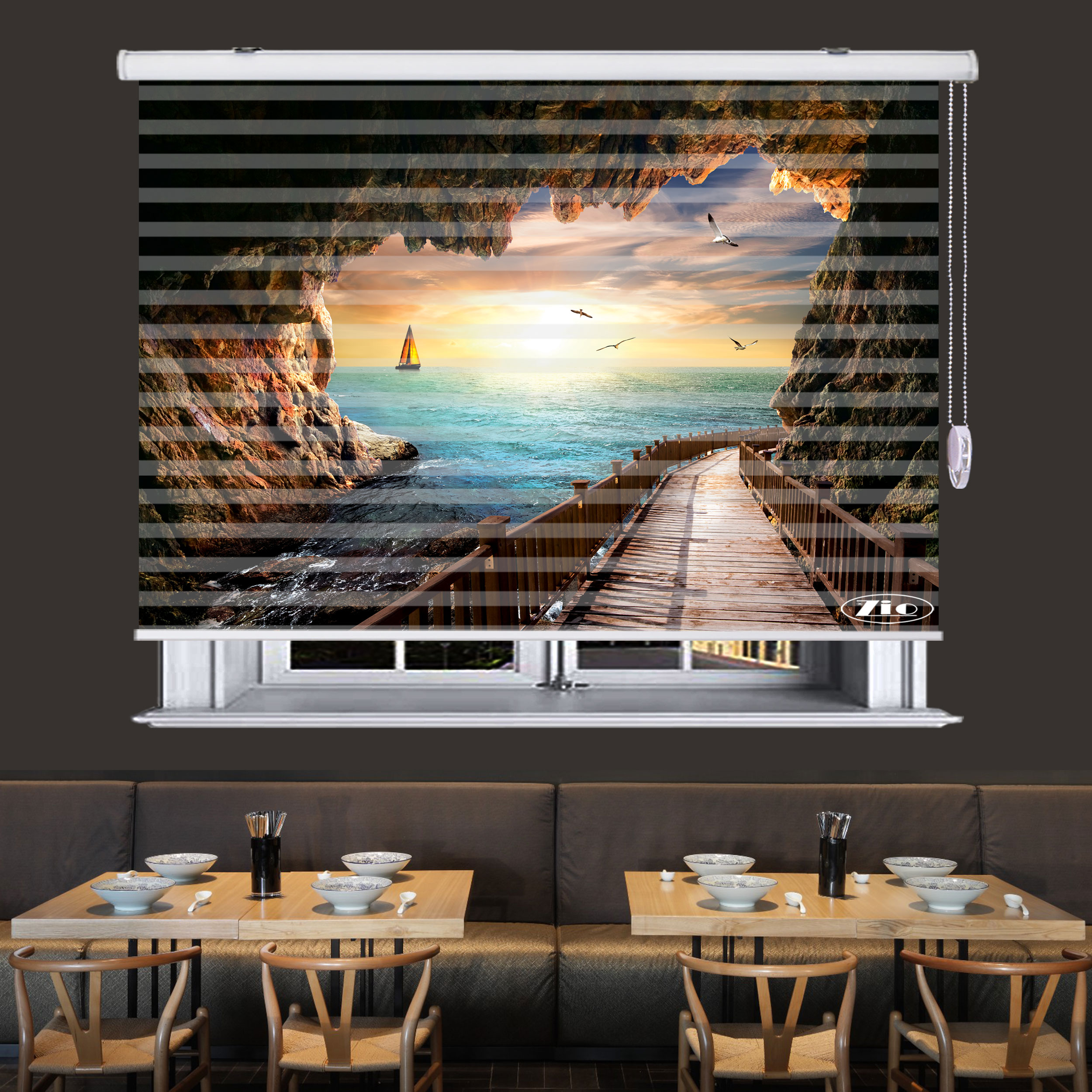 پرده زبرا زیو مدل L5075 سایز 150x280 سانتی متر
