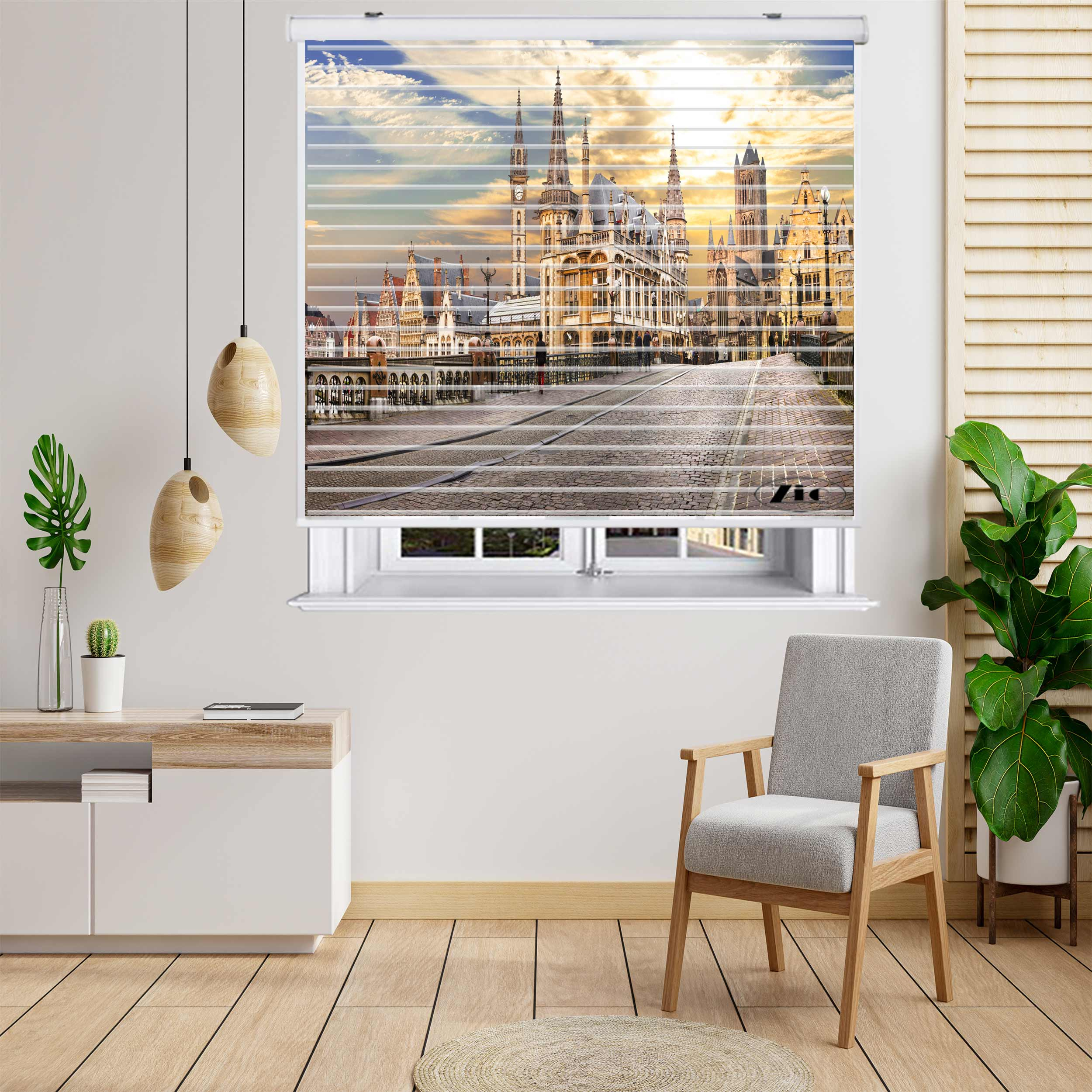 پرده زبرا زیو مدل سیلوئت C-2021 سایز 150x150 سانتی متر