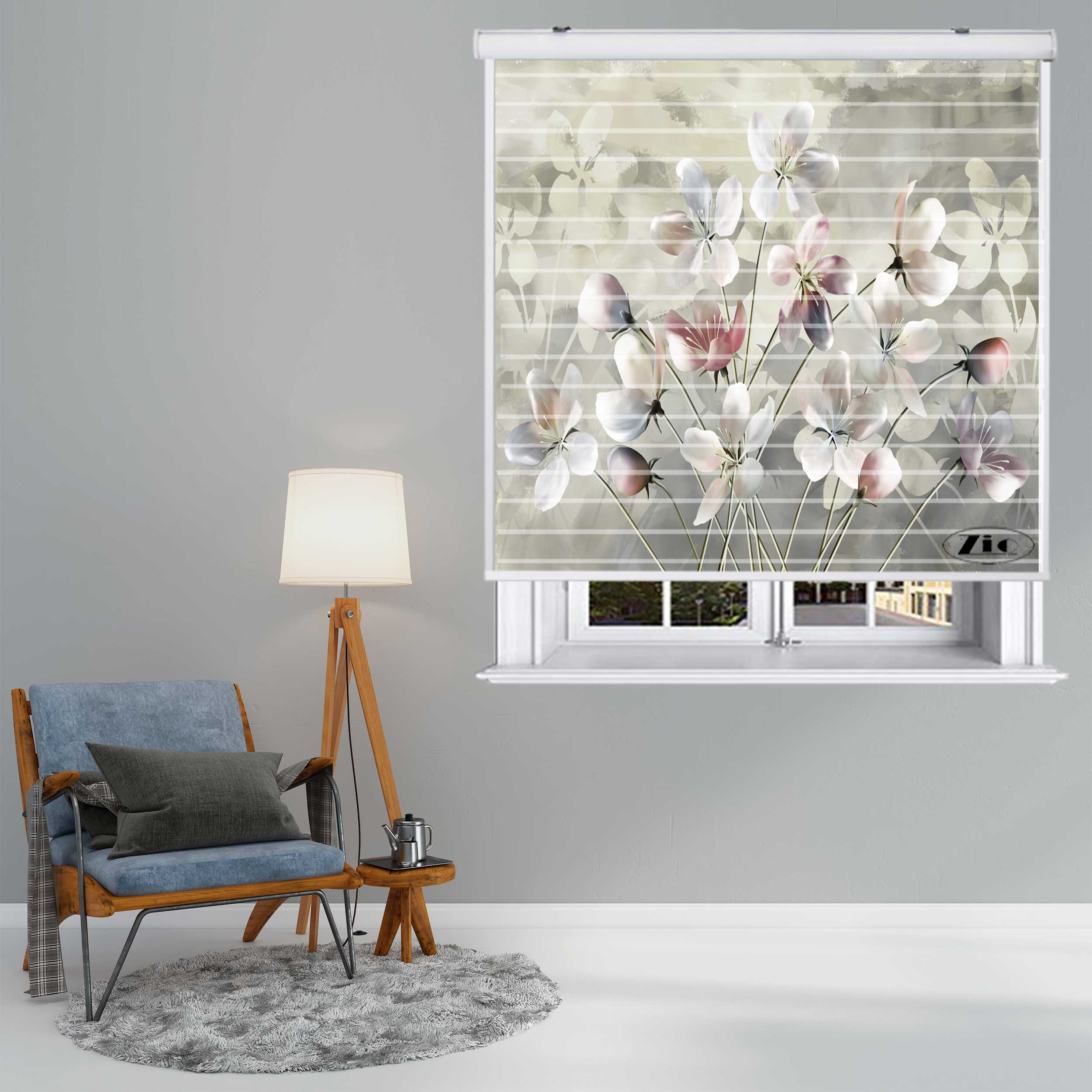 پرده زبرا  زیو مدل سیلوئت کد 3D1149 سایز 150x150 سانتی متر