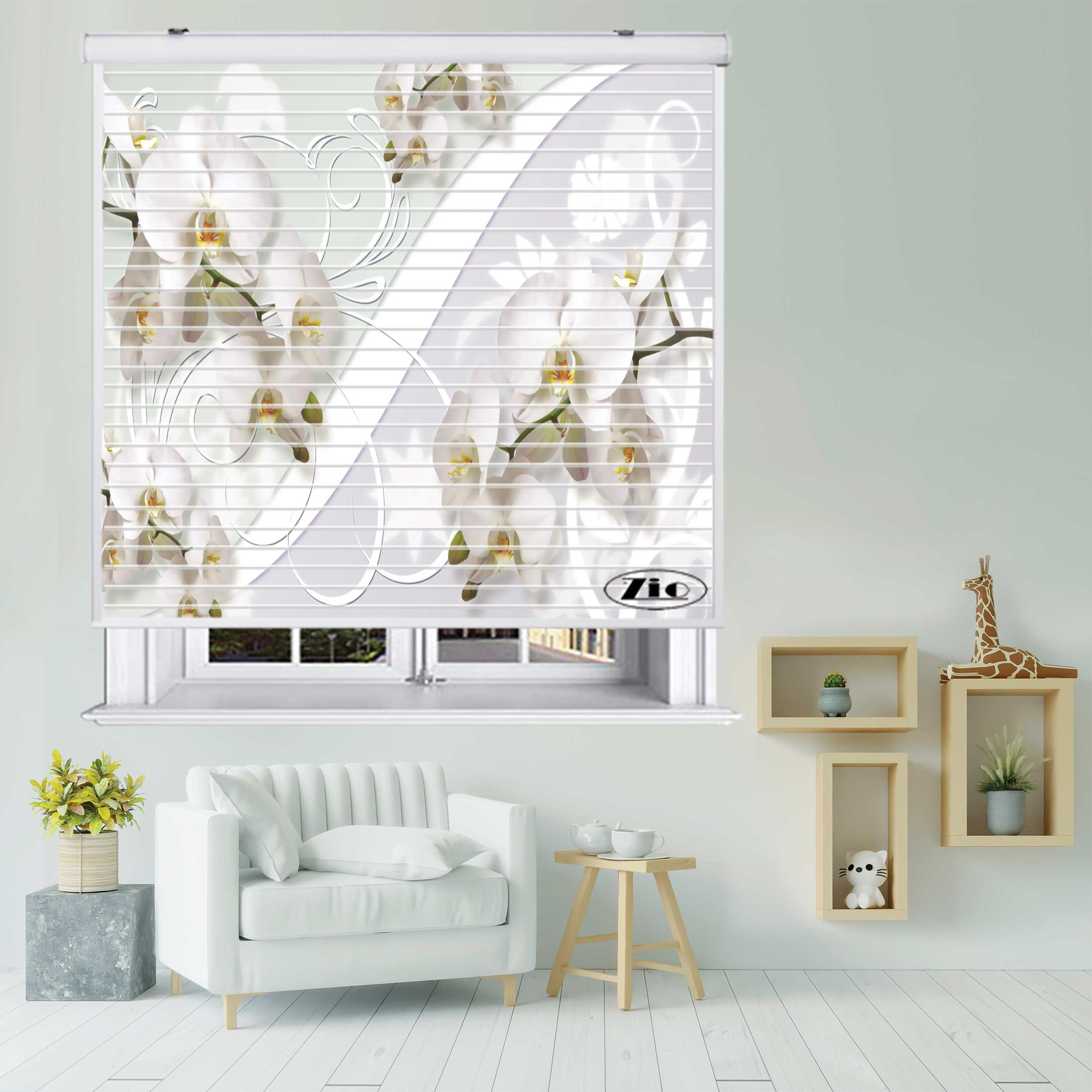پرده زبرا زیو مدل سیلوئت 3D1451 سایز 150x150 سانتی متر