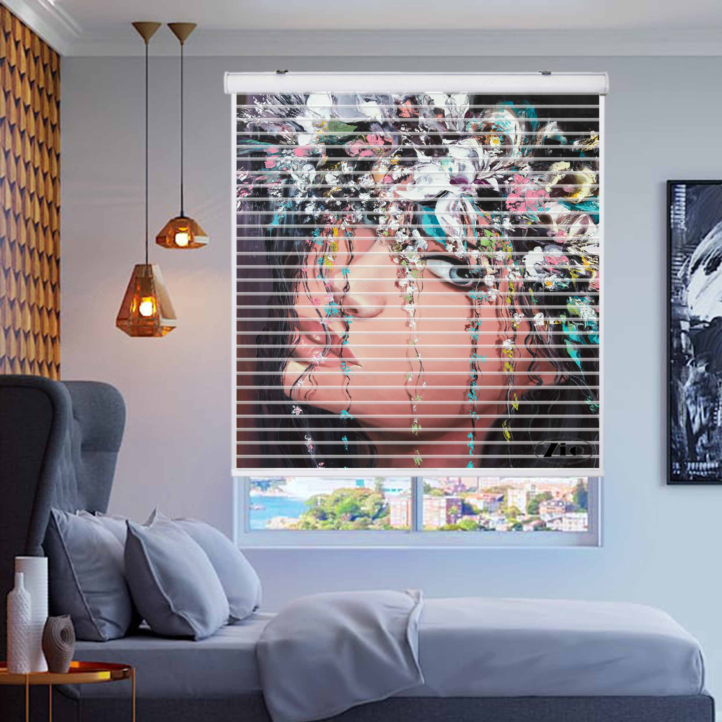 پرده زبرا زیو مدل سیلوئت P-6015 سایز 150x150 سانتی متر