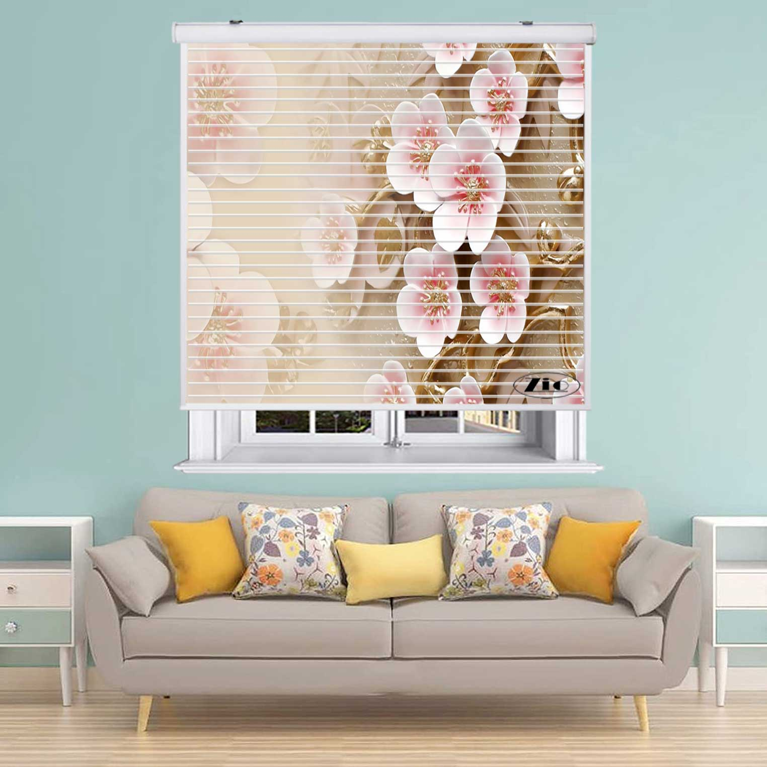 پرده زبرا زیو مدل سیلوئت 3D1535 سایز 150x150 سانتی متر