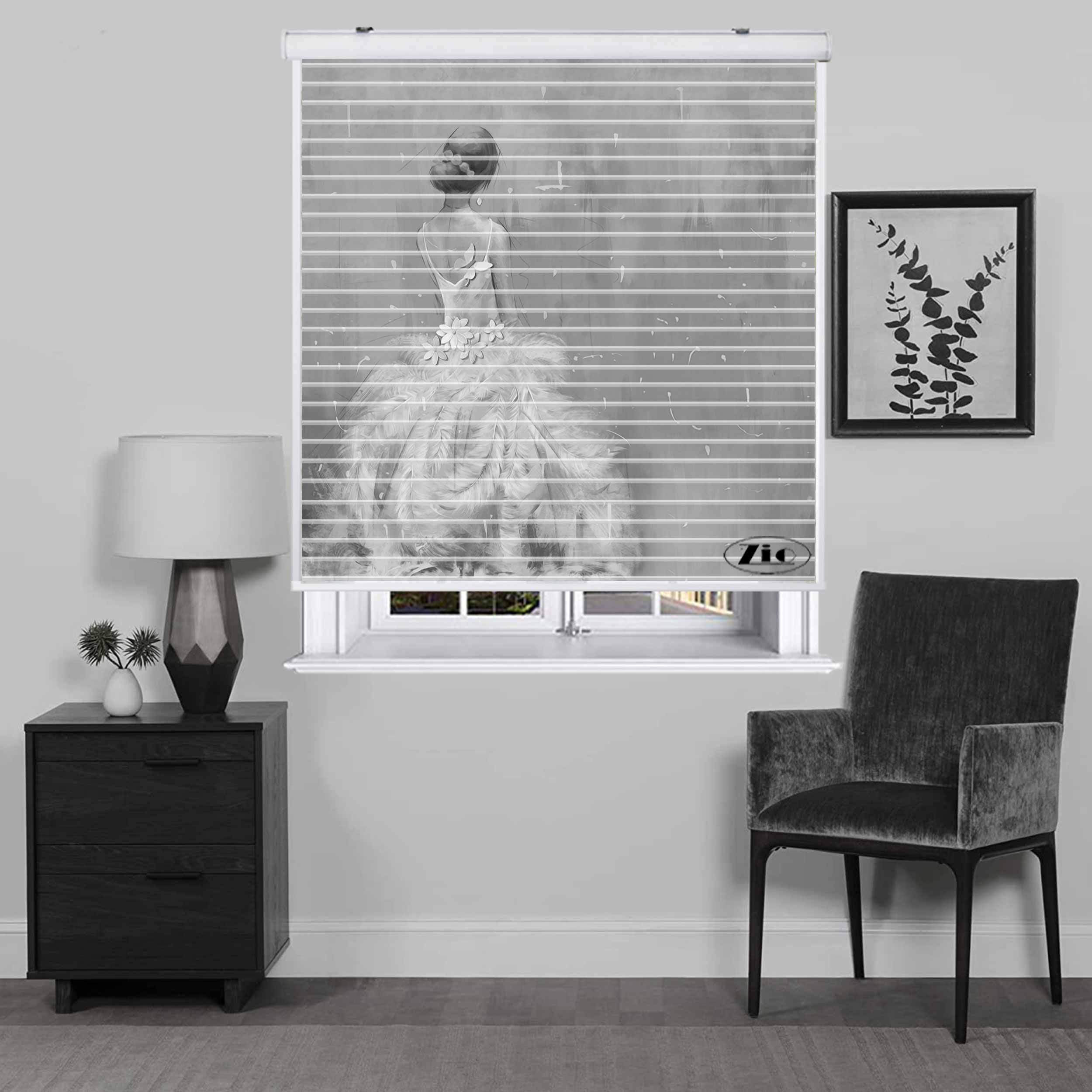 پرده زبرا زیو مدل سیلوئت P-6017 سایز 150x150 سانتی متر
