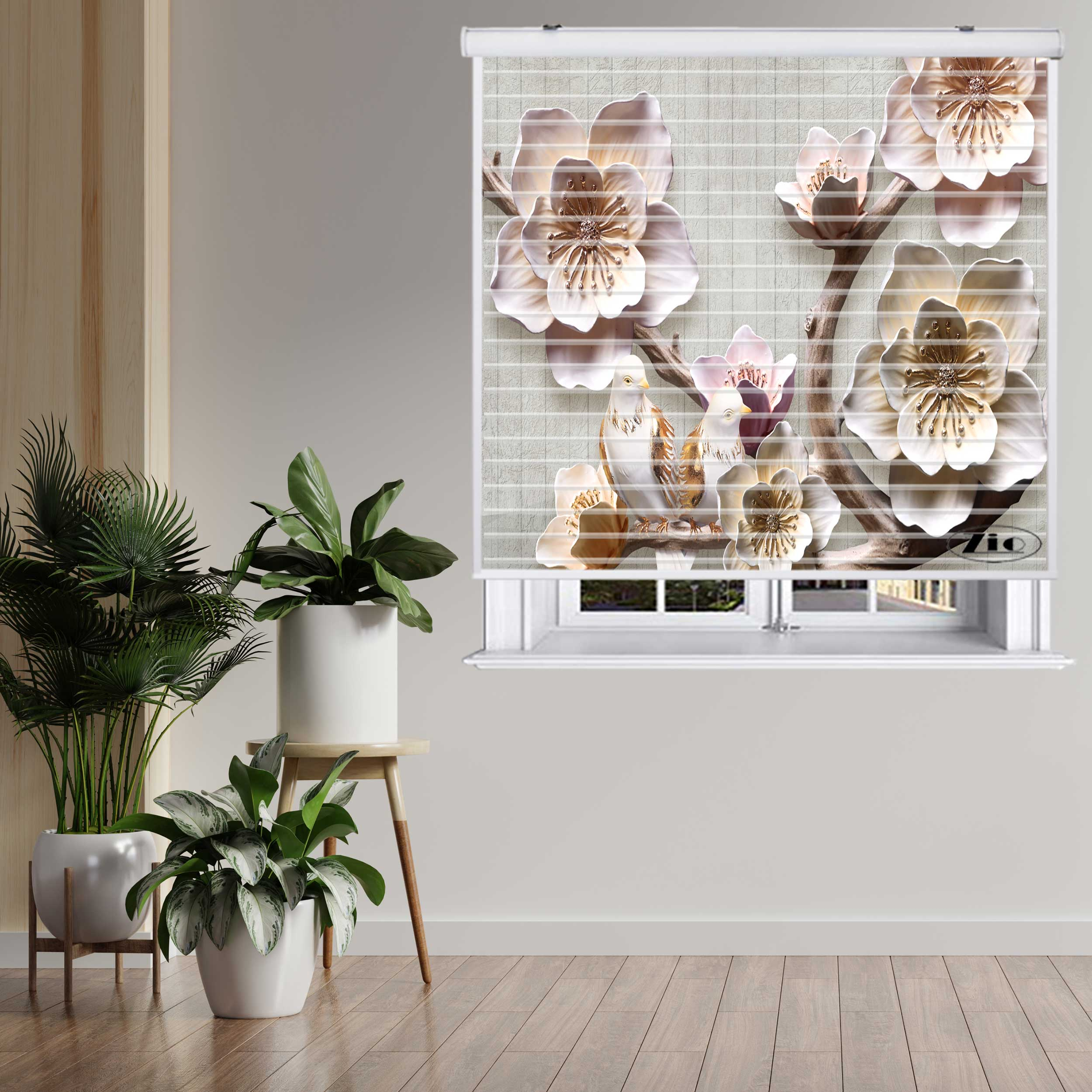 پرده زبرا زیو مدل سیلوئت 3D1301 سایز 150x150 سانتی متر