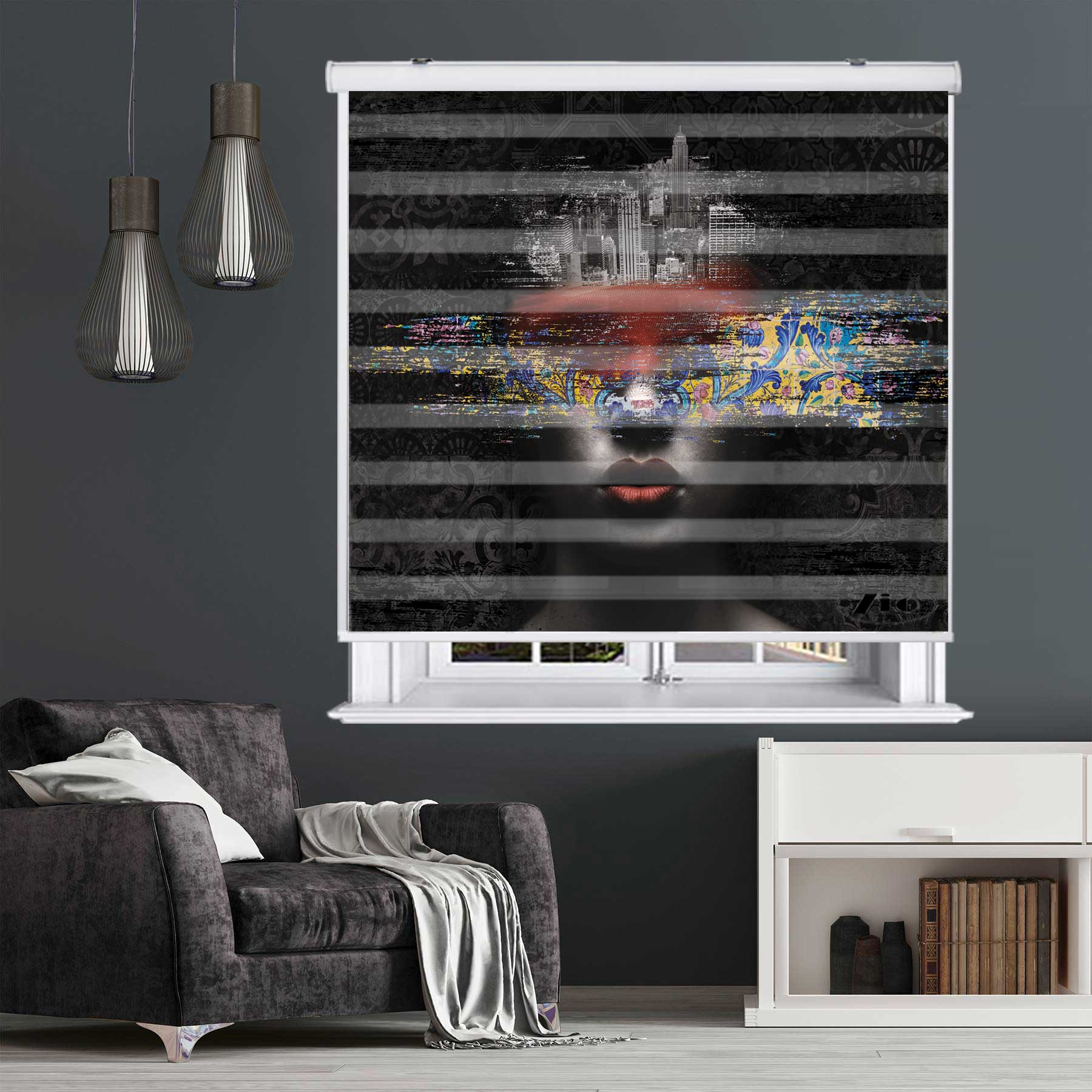 پرده زبرا زیو کد W4013 سایز 150X150 سانتی متر