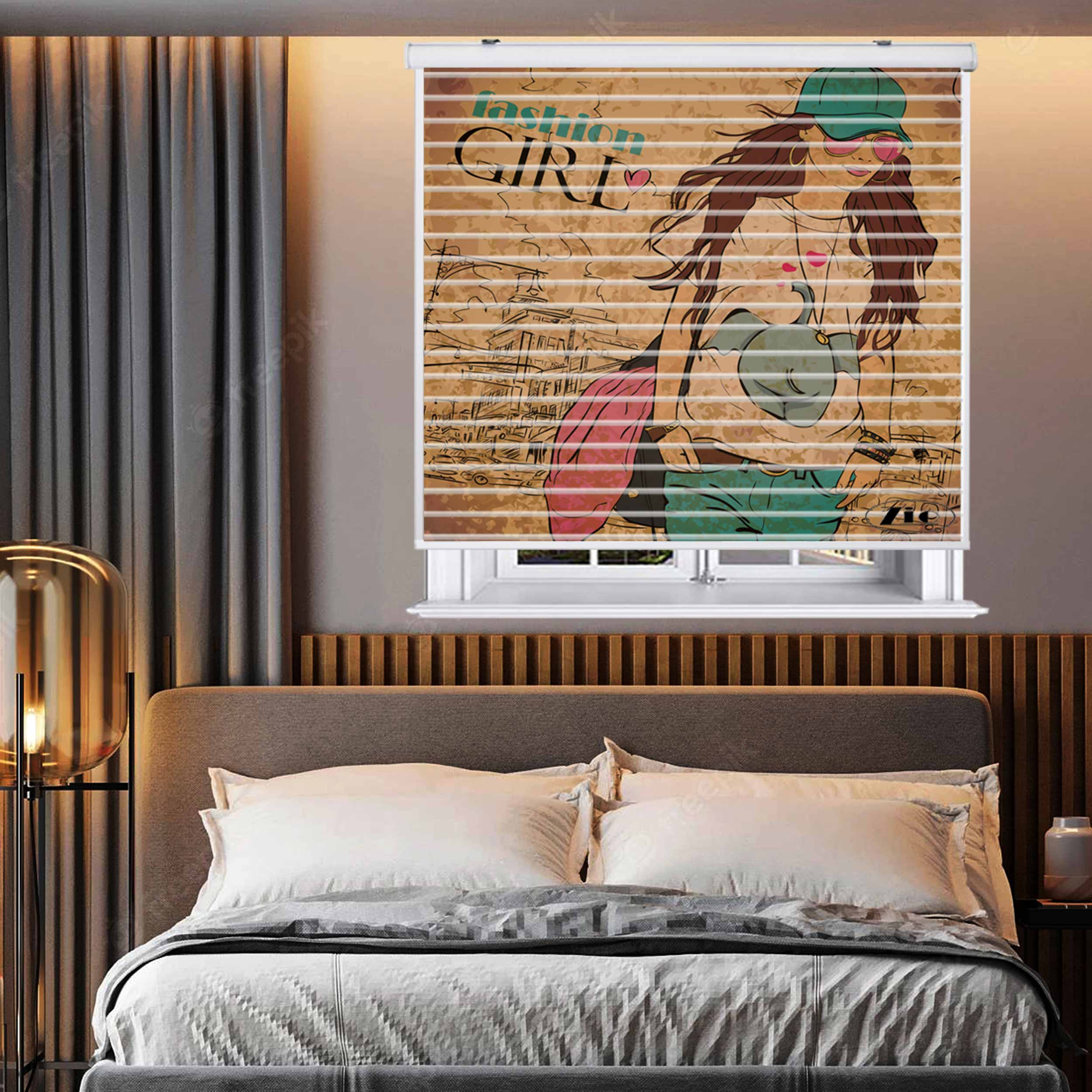 پرده زبرا زیو مدل  P-6019 سایز 150x150 سانتی متر