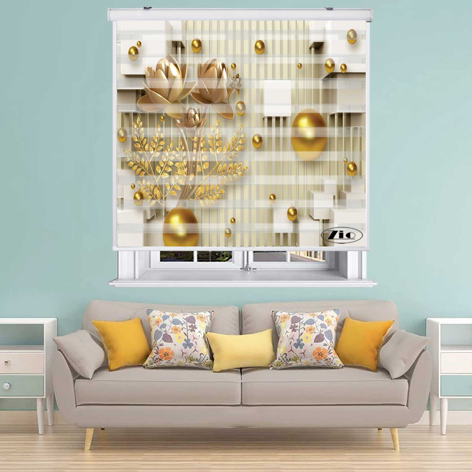 پرده زبرا زیو کد 3D1534 سایز 150X150 سانتی متر