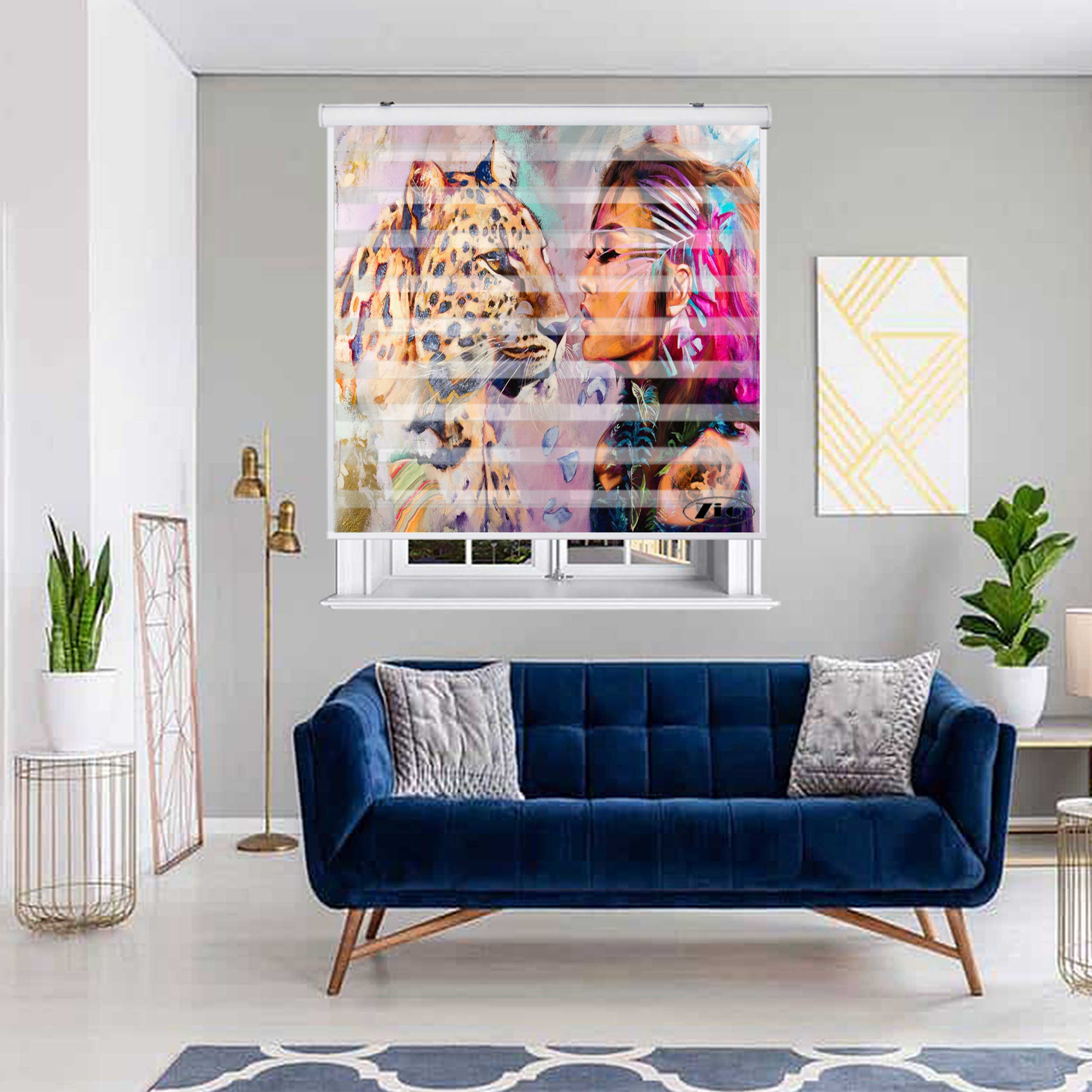 پرده زبرا زیو کد P6018 سایز 150x150 سانتی متر