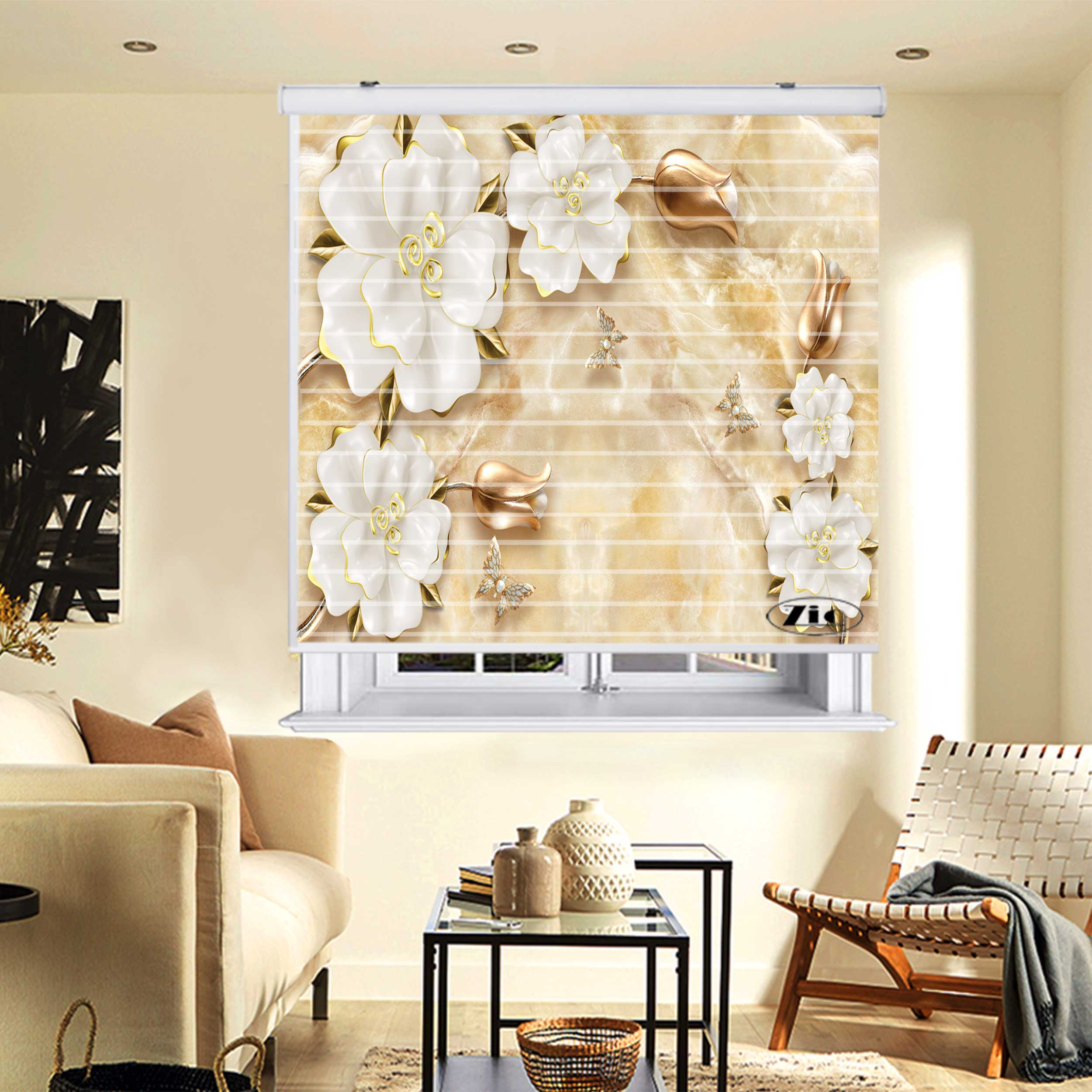 پرده زبرا زیو مدل سیلوئت 3D1210 سایز 150x150 سانتی متر