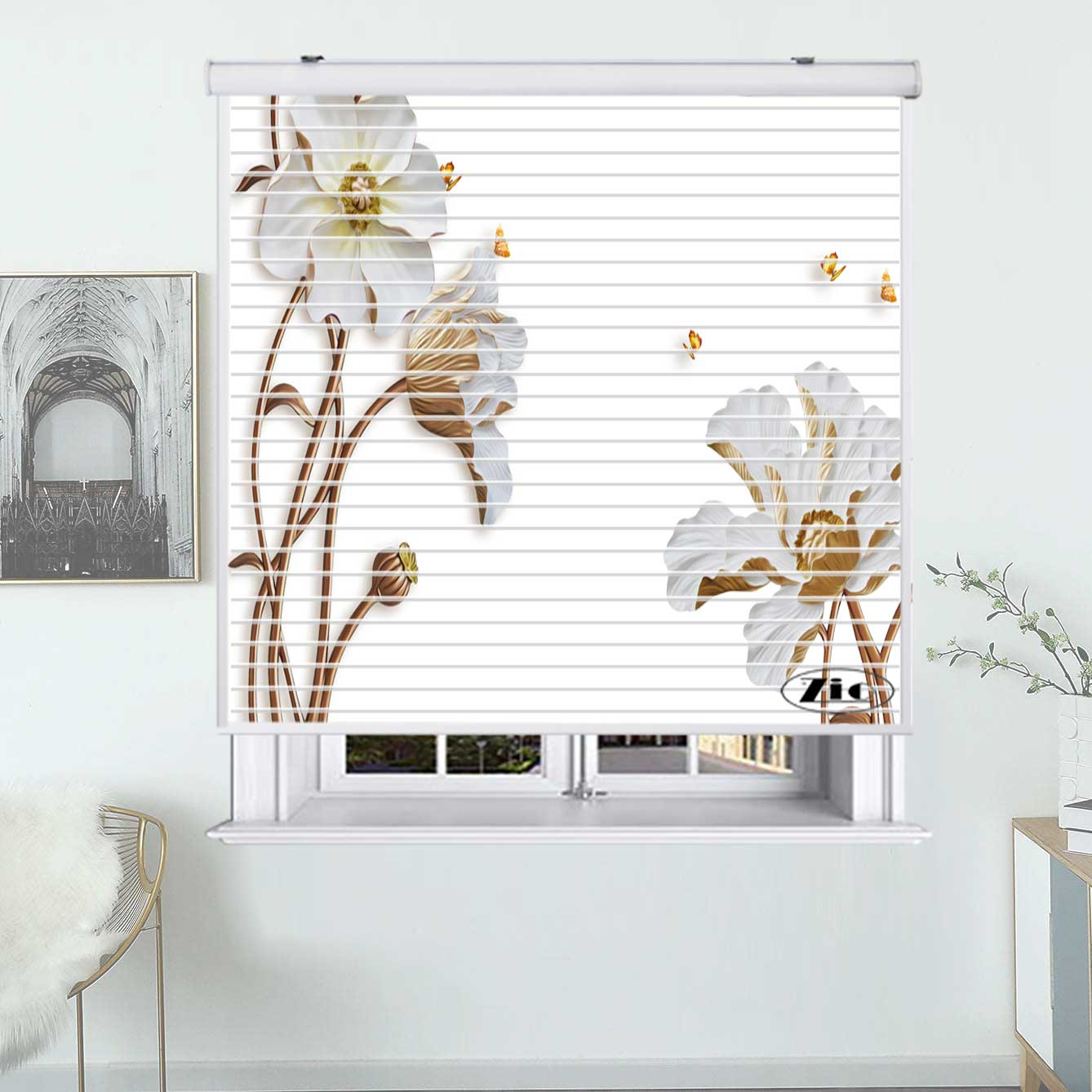 پرده زبرا زیو مدل سیلوئت 3D1395 سایز 150x150 سانتی متر
