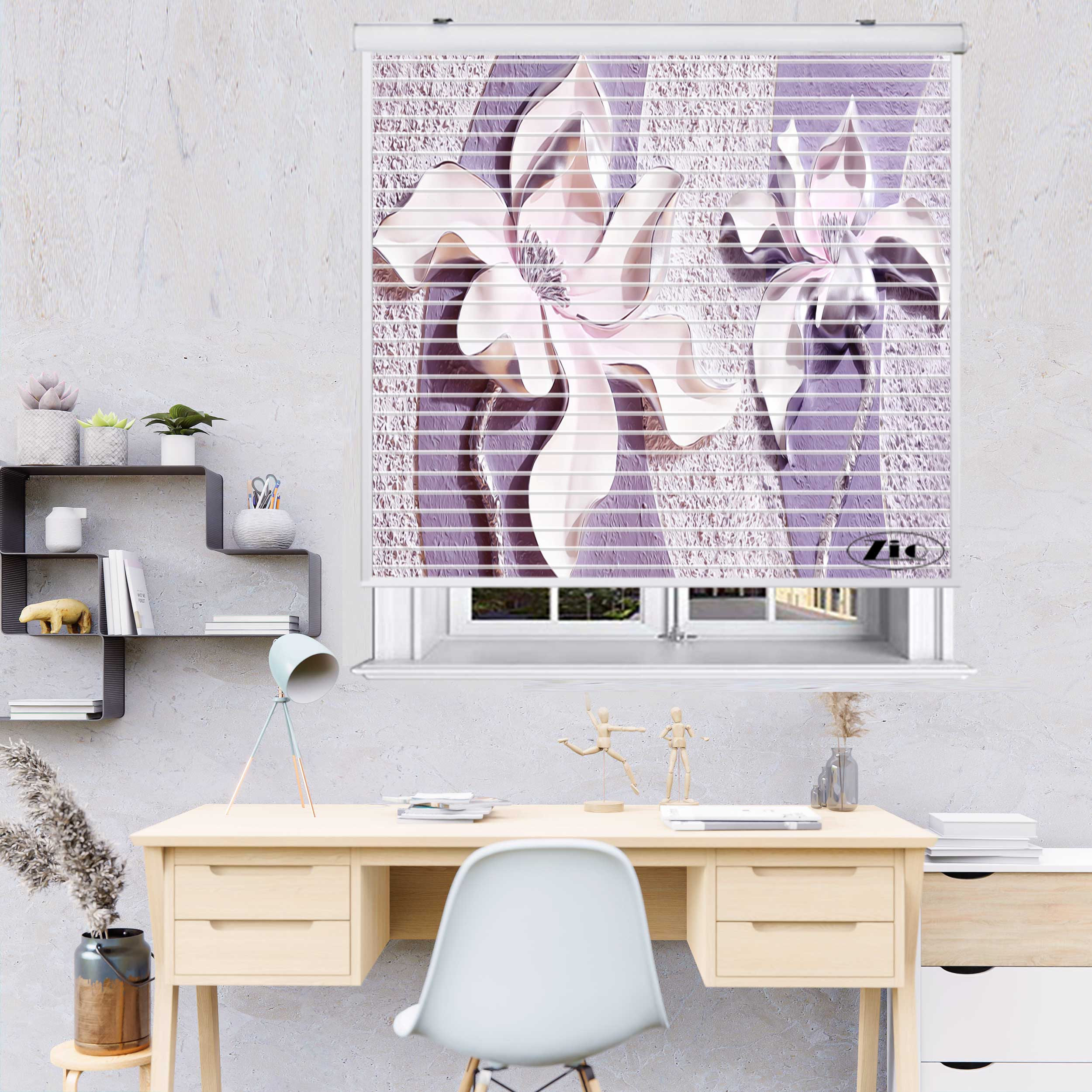 پرده زبرا زیو مدل سیلوئت 3D1479 سایز 150x150 سانتی متر