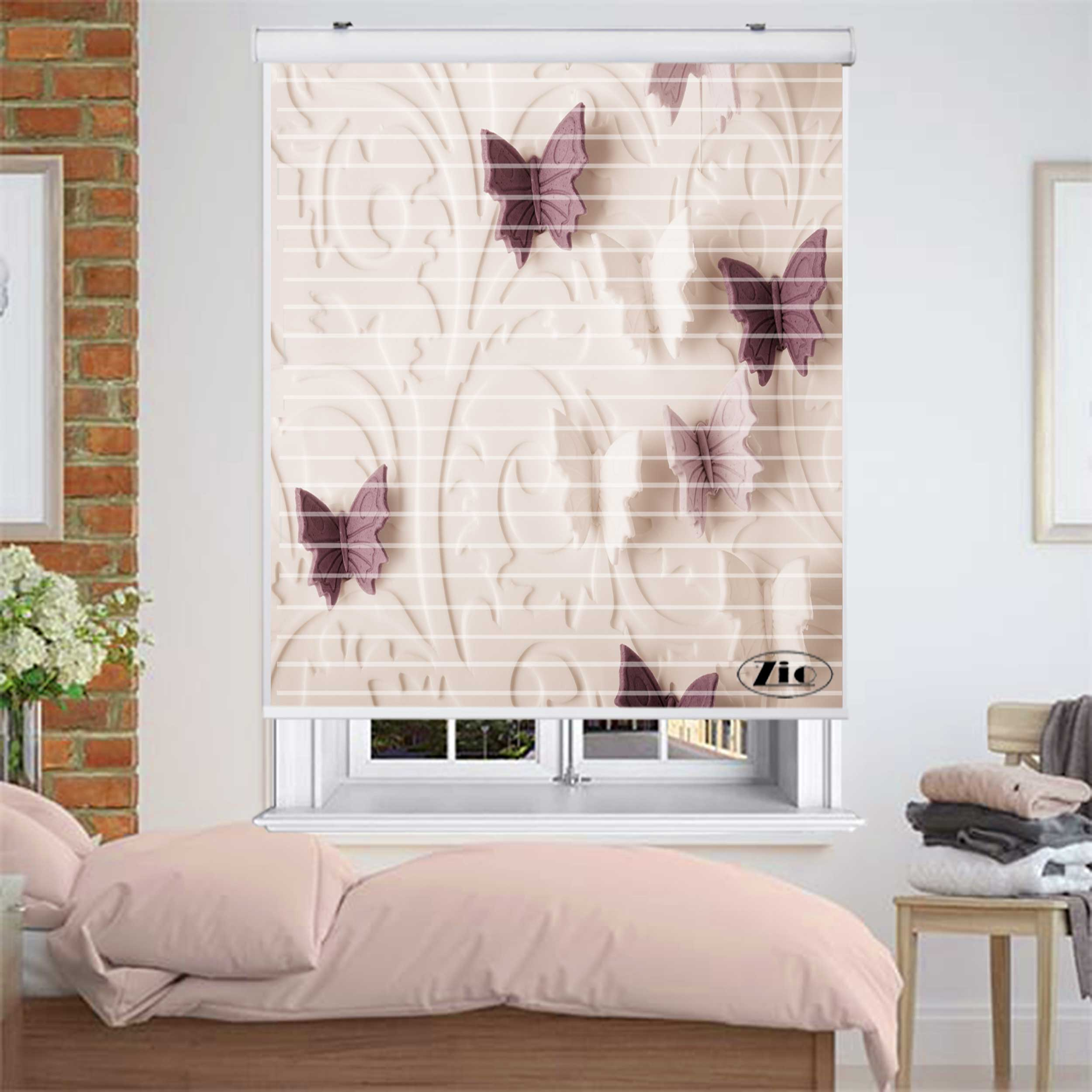 پرده زبرا زیو مدل سیلوئت 3D1144 سایز 150x150 سانتی متر