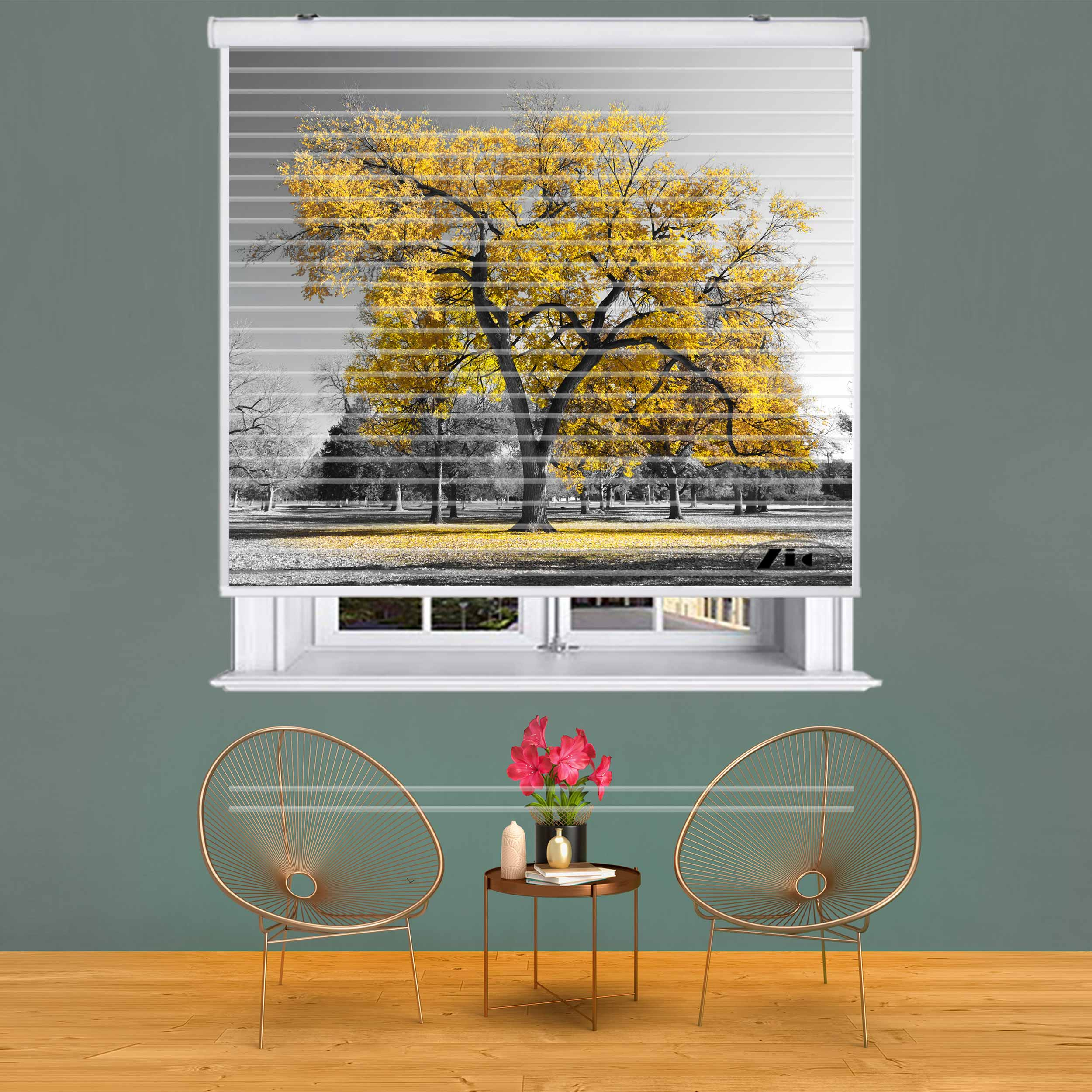 پرده زبرا زیو مدل سیلوئت L-5018 سایز 150x150 سانتی متر