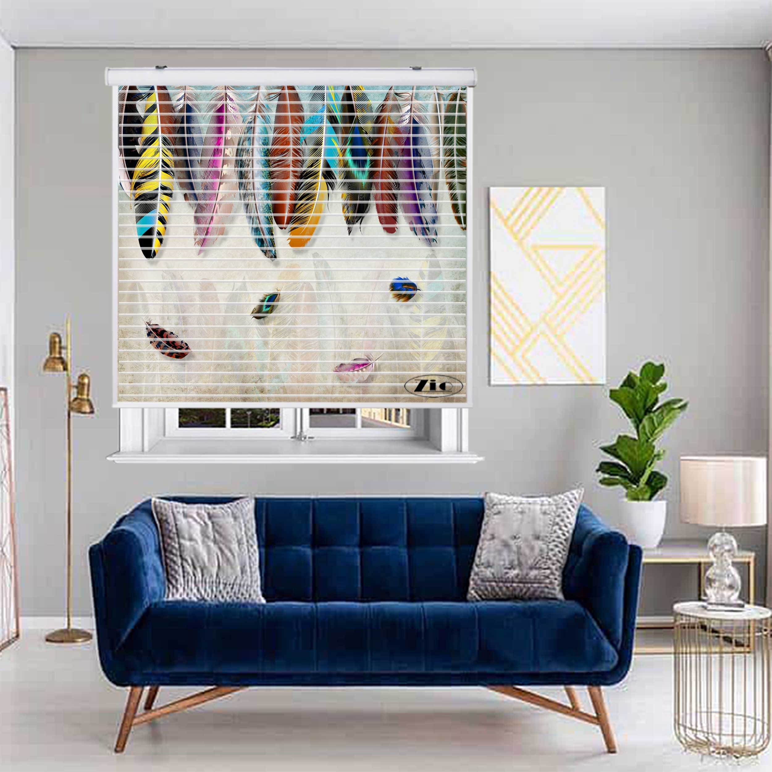 پرده زبرا زیو مدل سیلوئت 3D1532 سایز 150x150 سانتی متر