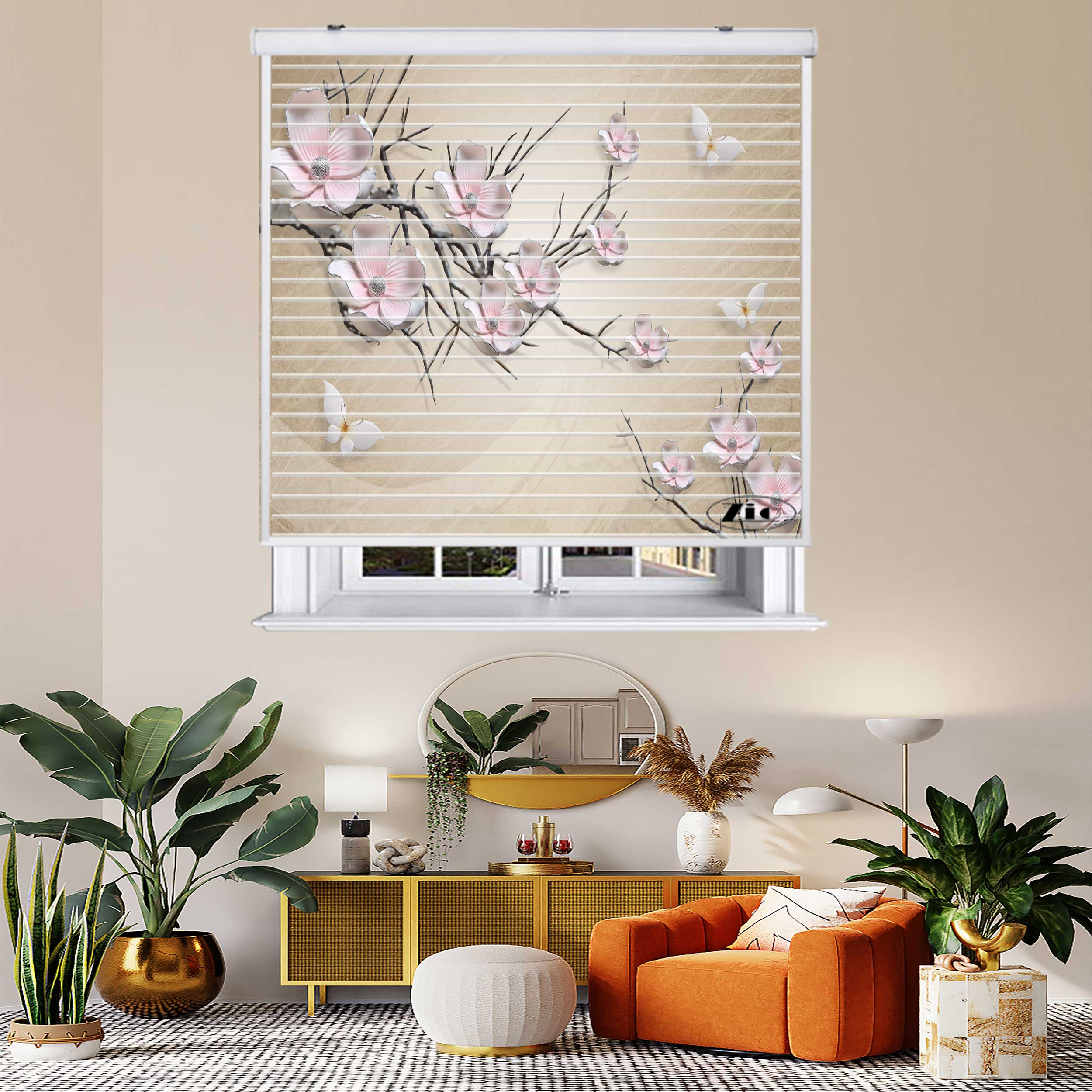 پرده زبرا زیو مدل سیلوئت 3D1337 سایز 150x150 سانتی متر