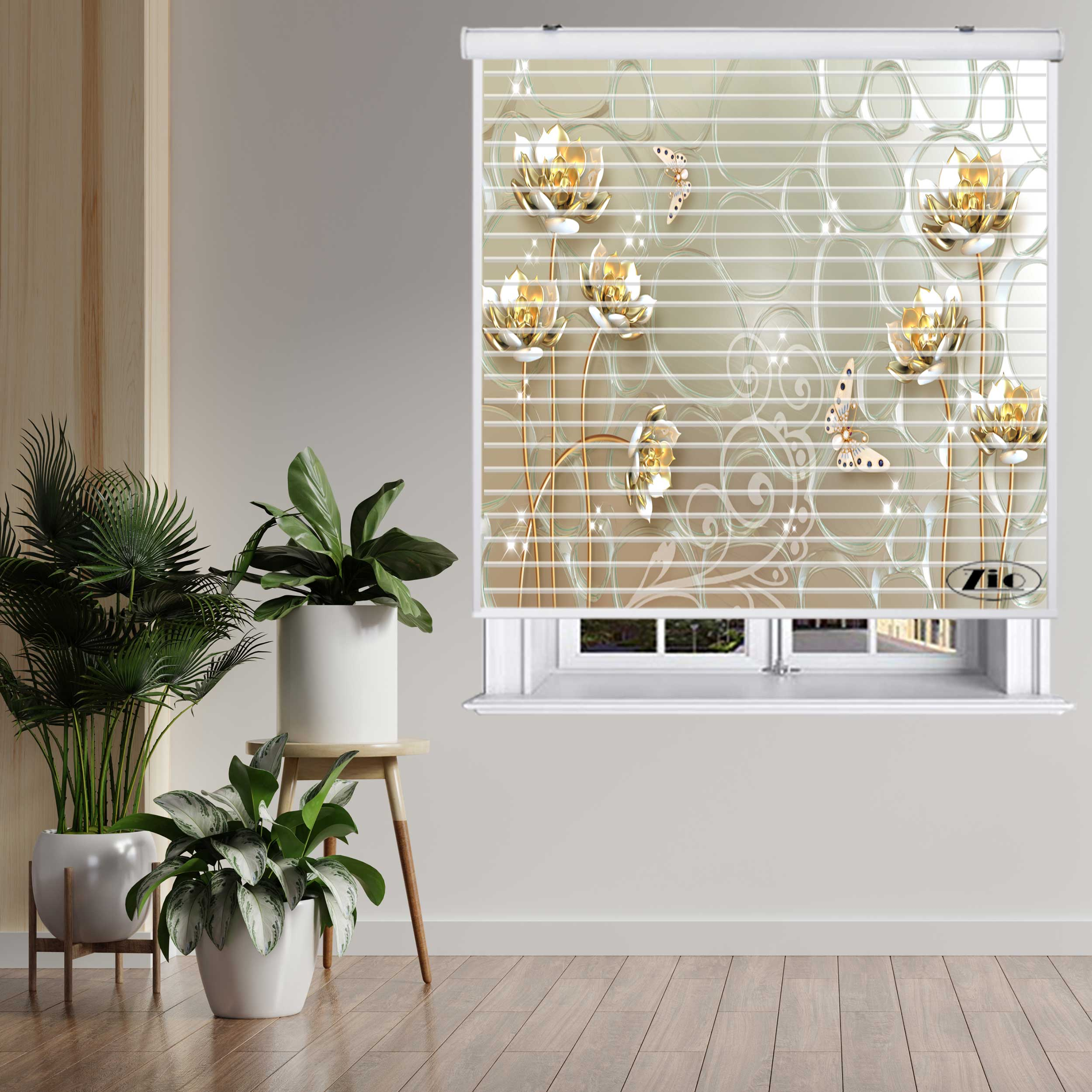 پرده زبرا زیو مدل سیلوئت 3D1306 سایز 150x150 سانتی متر