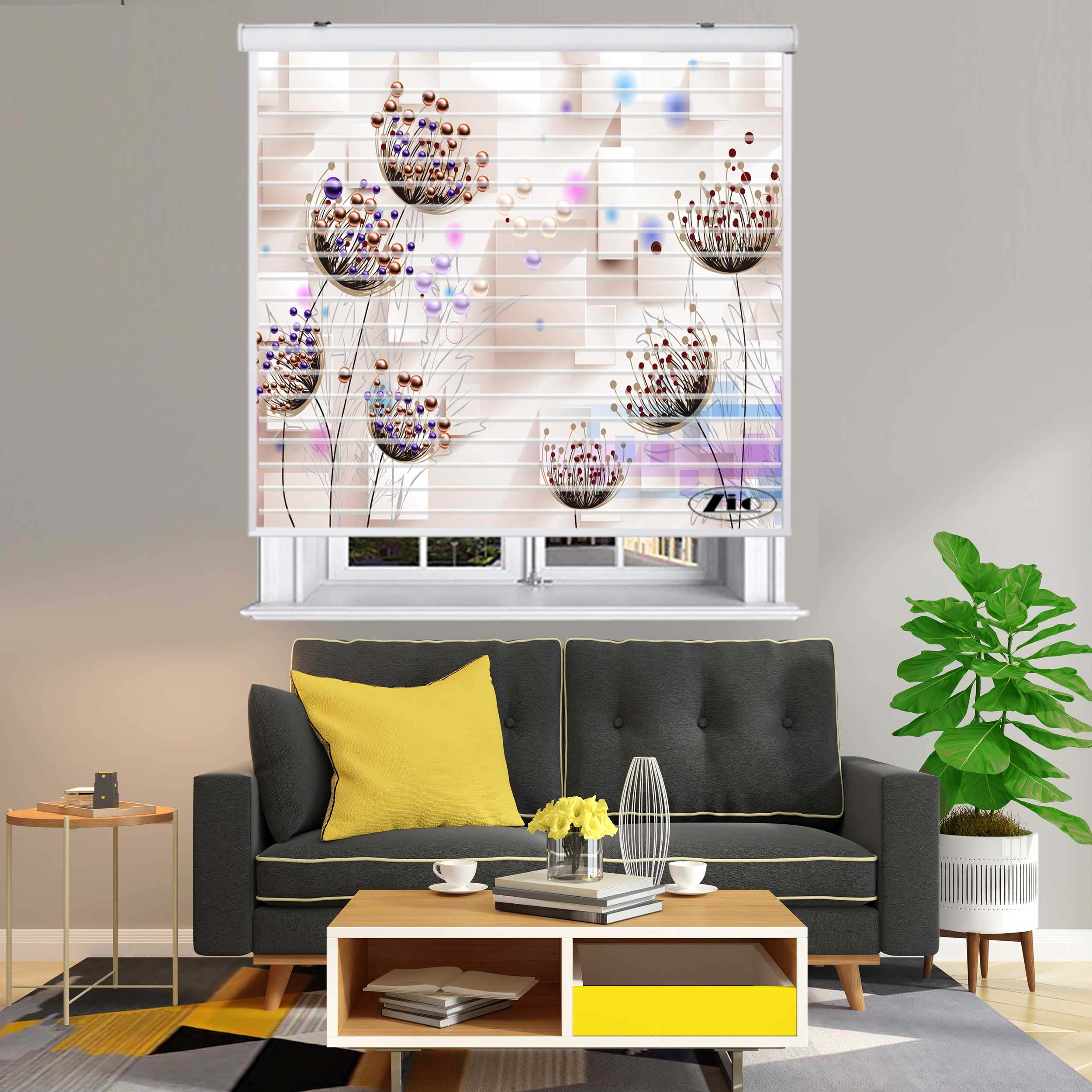 پرده زبرا زیو مدل سیلوئت 3D1292 سایز 150x150 سانتی متر
