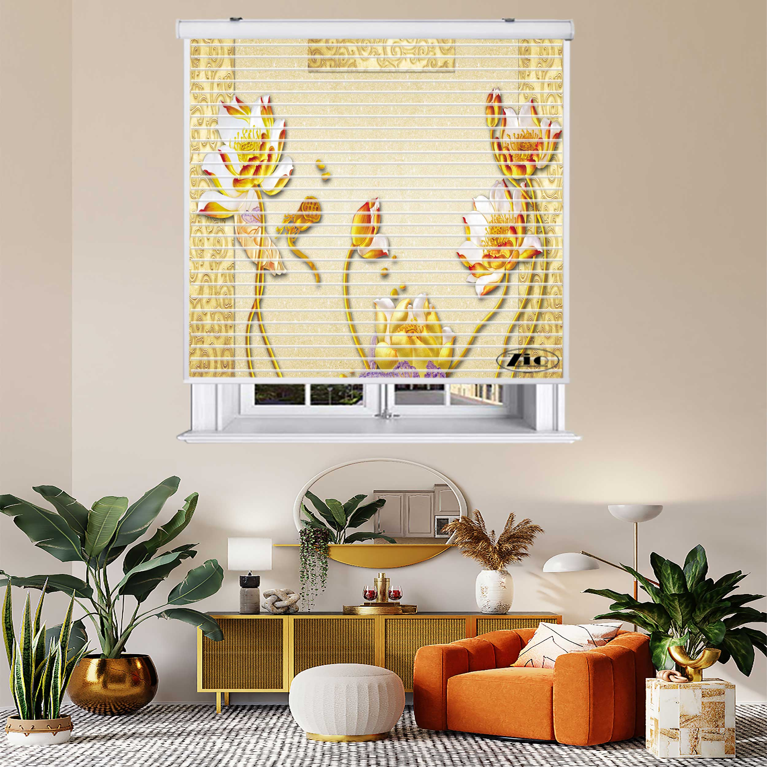 پرده زبرا زیو مدل سیلوئت 3D1423 سایز 150x150 سانتی متر