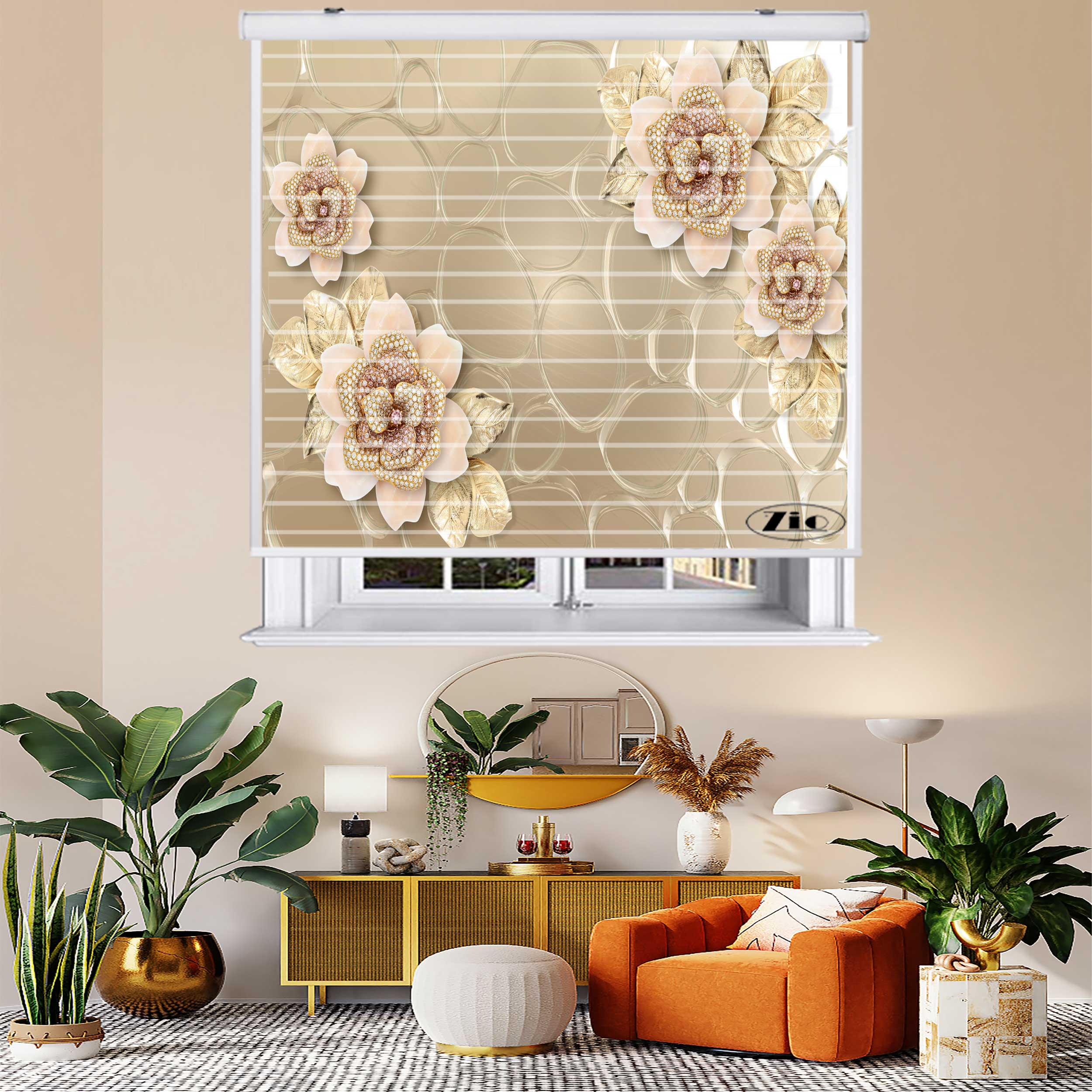 پرده زبرا مدل سیلوئت 3D1001 سایز 150x150 سانتی متر