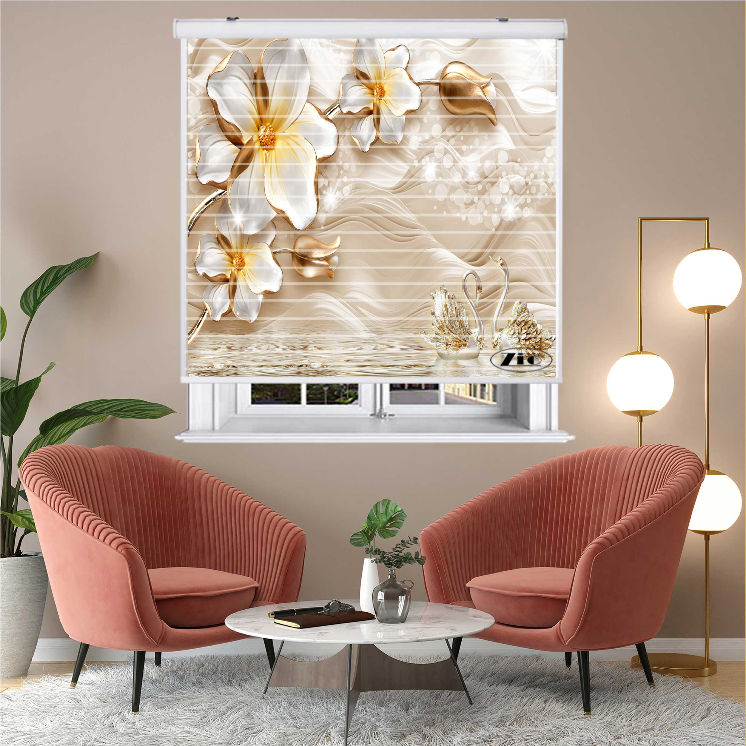 پرده زبرا زیو مدل سیلوئت 3D1233 سایز 150x150 سانتی متر