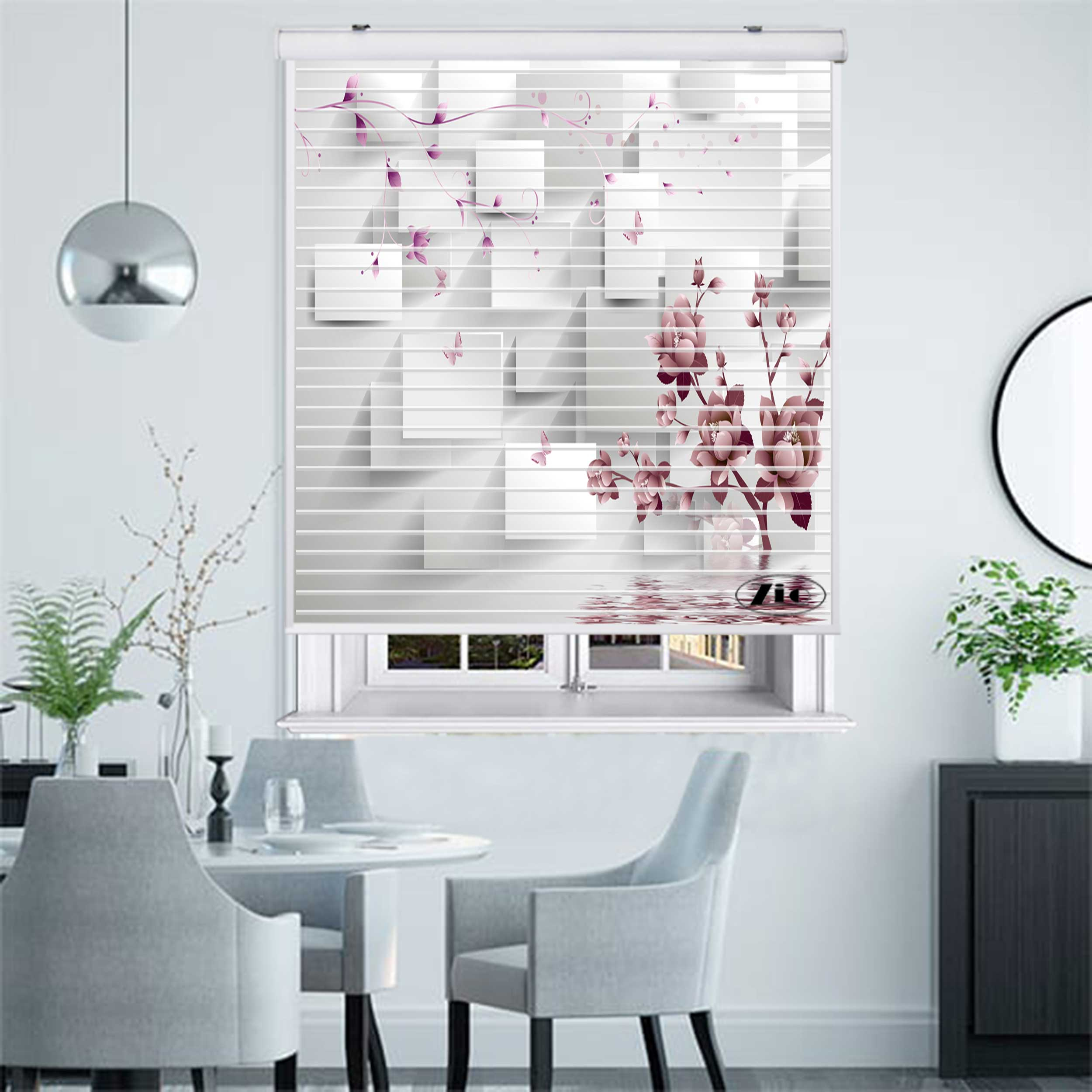 پرده زبرا زیو مدل سیلوئت 3D1259 سایز 150x150 سانتی متر